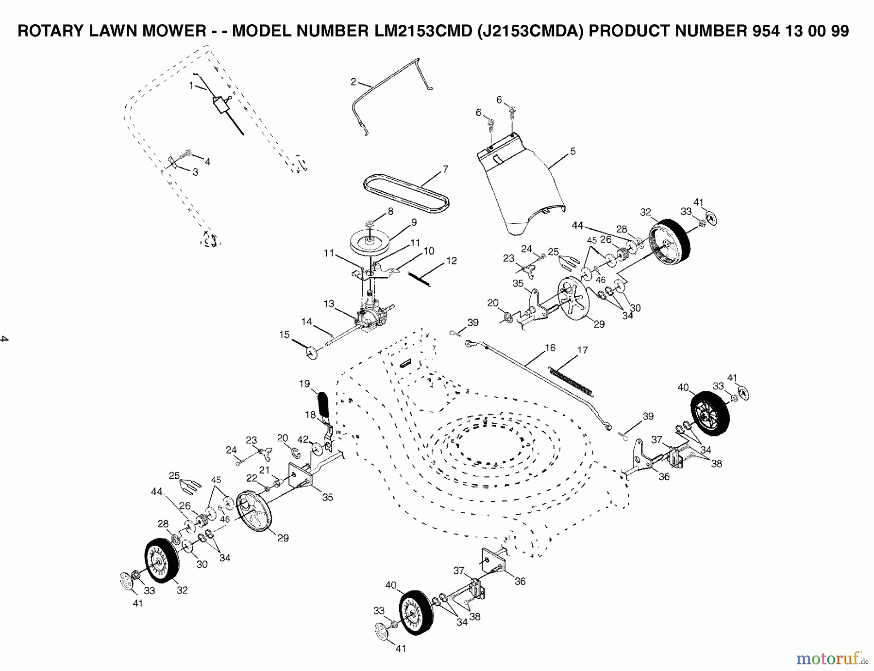  Jonsered Rasenmäher LM2153CMD (J2153CMDA, 954130099) - Jonsered Walk-Behind Mower (2003-01) PRODUCT COMPLETE #1