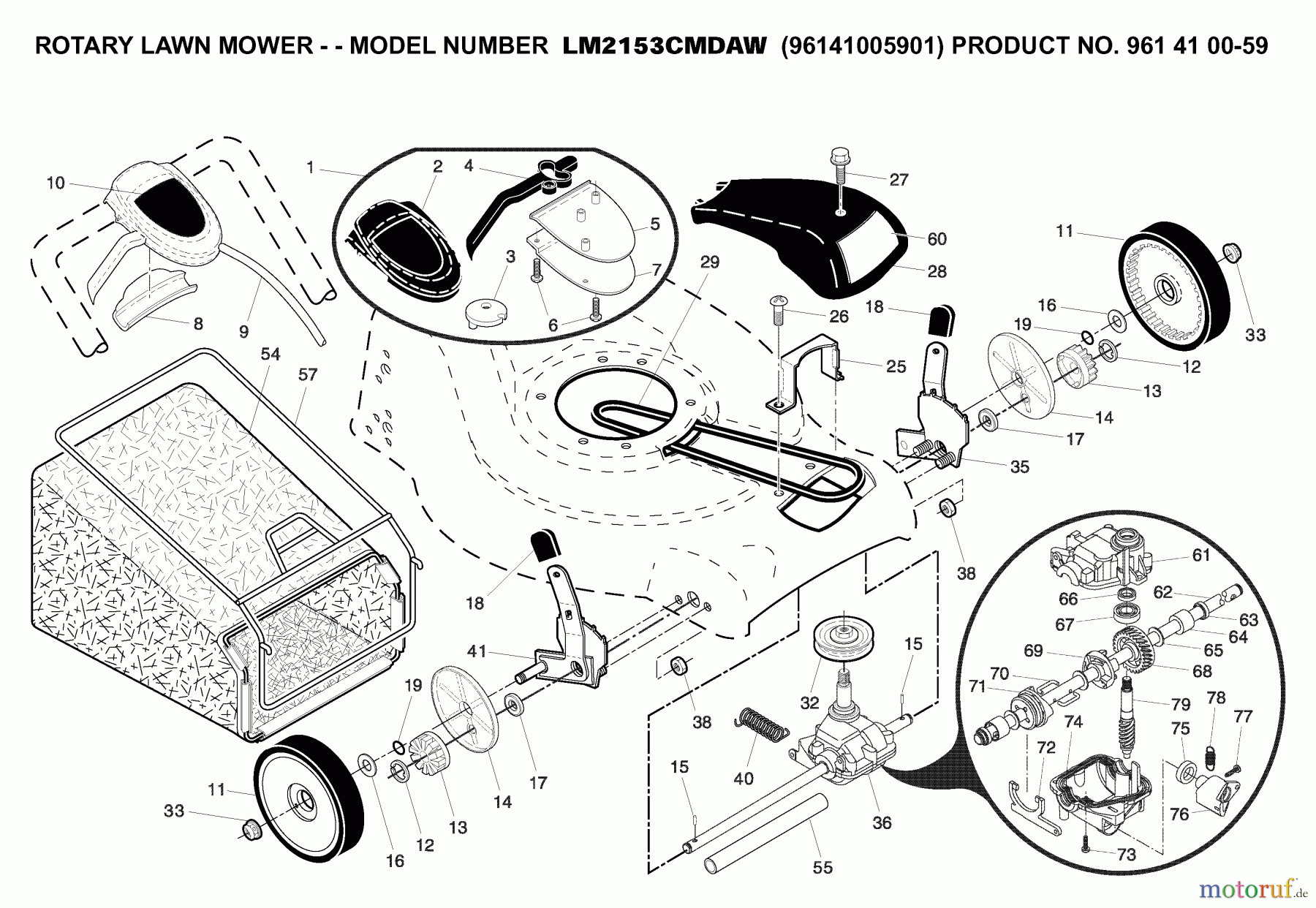  Jonsered Rasenmäher LM2153CMDAW (961410059, 96141005901) - Jonsered Walk-Behind Mower (2007-03) PRODUCT COMPLETE #2