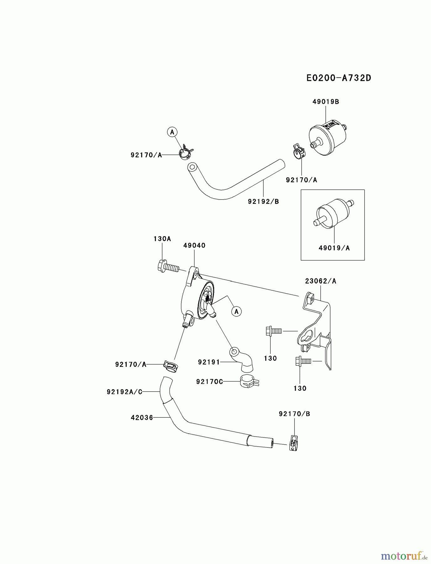 Kawasaki Motoren Motoren Vertikal FH641V - DS25 bis FS481V - BS13 FH641V-DS27 - Kawasaki FH641V 4-Stroke Engine FUEL-TANK/FUEL-VALVE