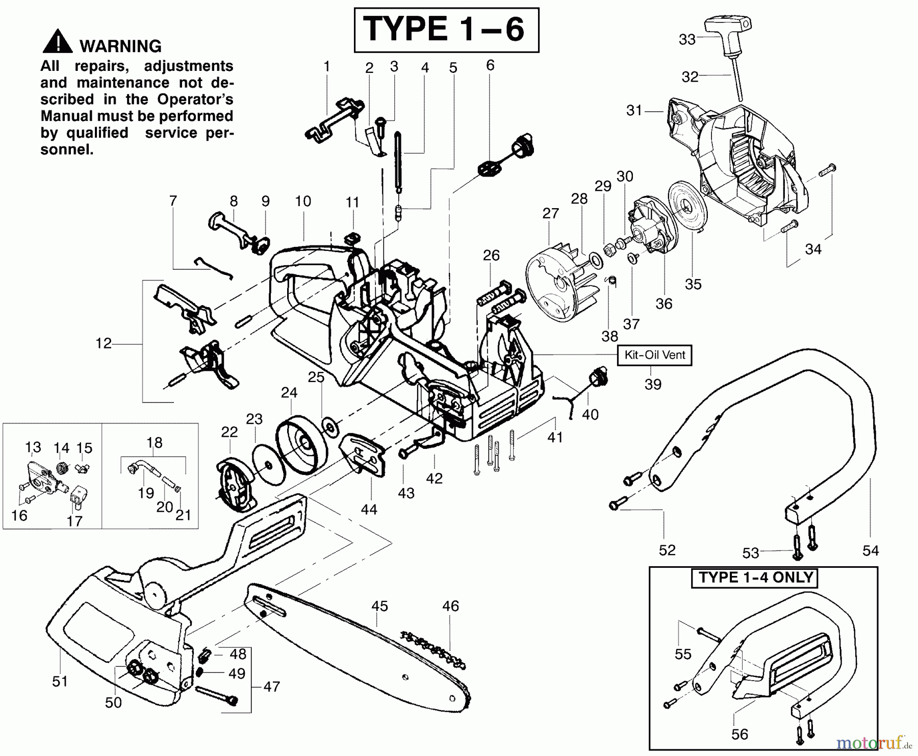  Poulan / Weed Eater Motorsägen 1950 (Type 6) - Poulan Woodshark Chainsaw Chassis & Bar Assembly Type 1-6