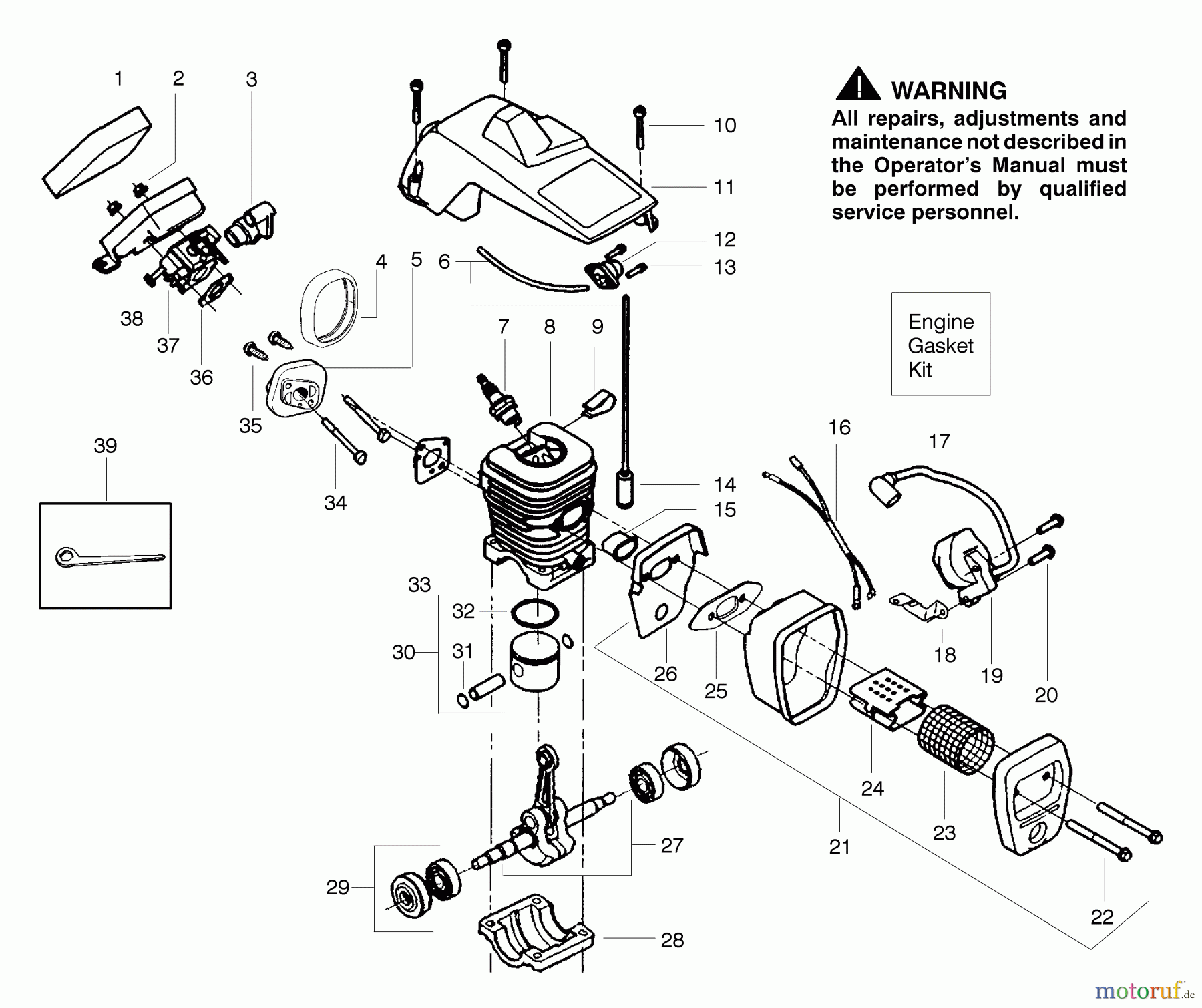  Poulan / Weed Eater Motorsägen 1975 (Type 3) - Poulan Woodshark Chainsaw Engine Assembly Type 1 - 5