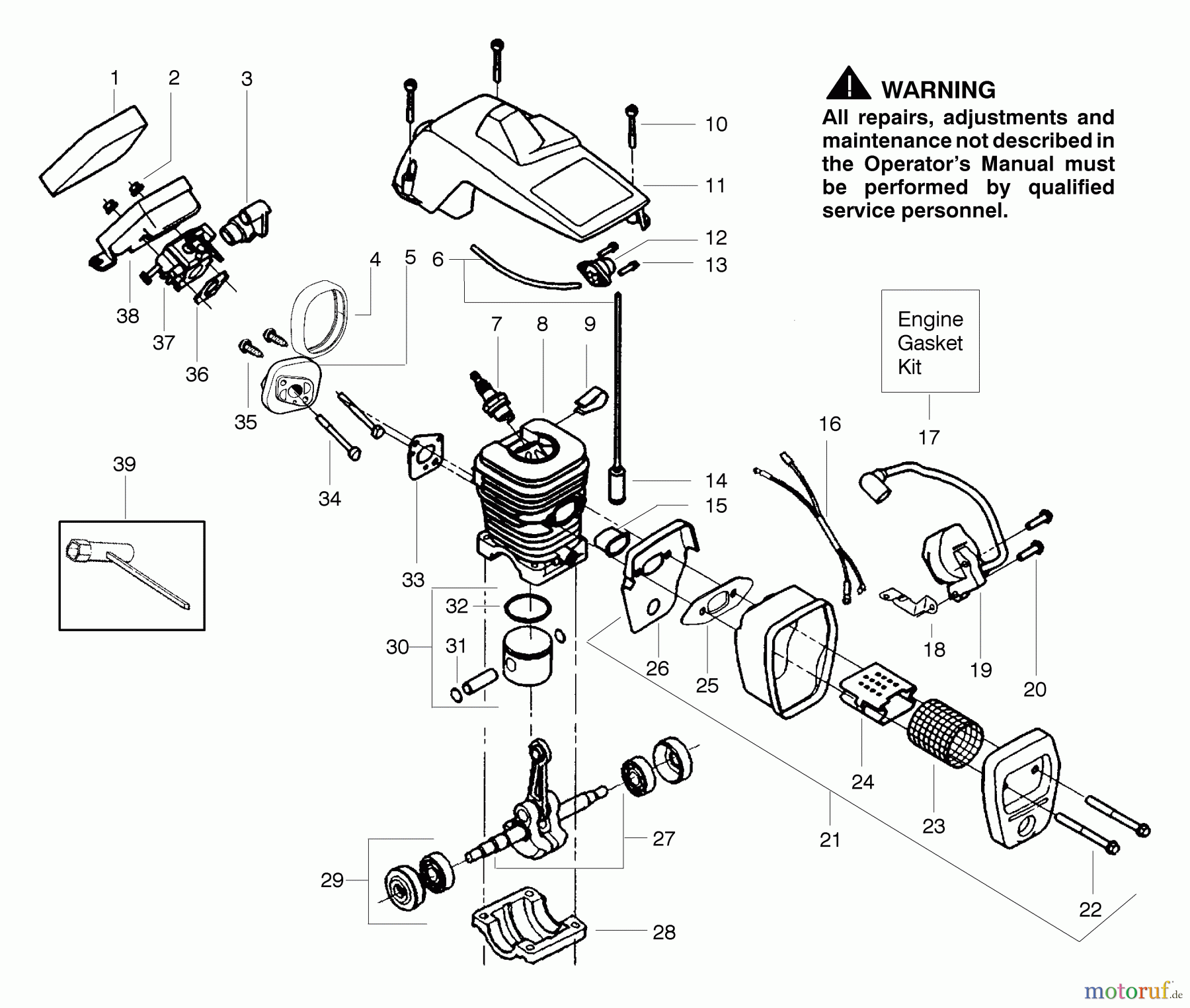  Poulan / Weed Eater Motorsägen 1975 (Type 6) - Poulan Woodshark Chainsaw Engine Assembly Type 6