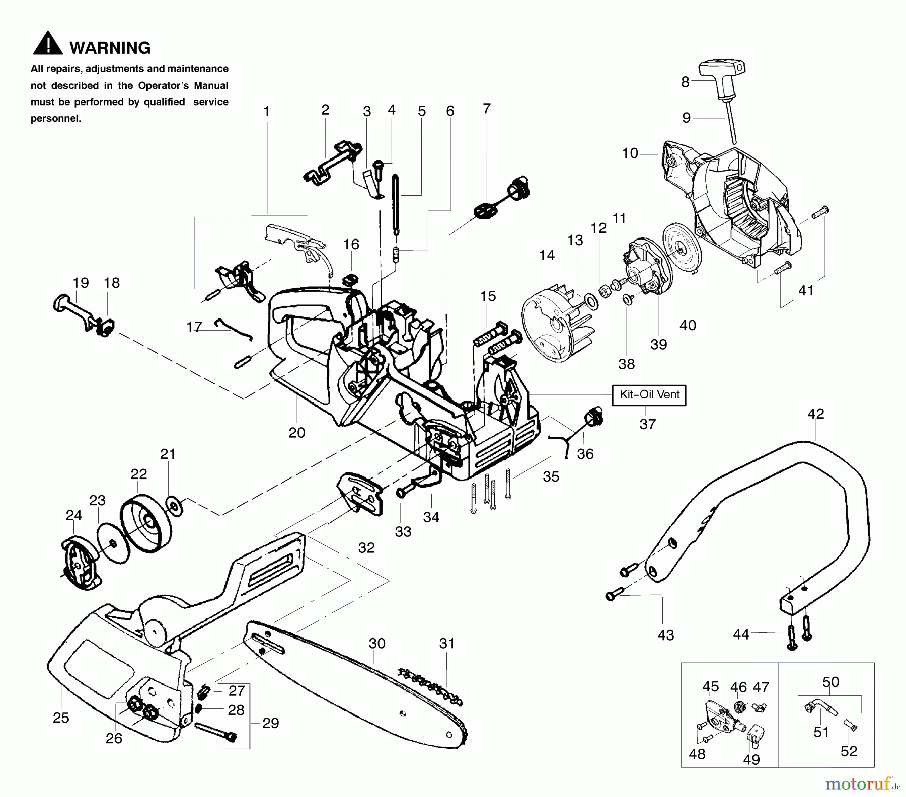  Poulan / Weed Eater Motorsägen 1975 (Type 7) - Poulan Woodshark Chainsaw Handle & External Assembly Type 7