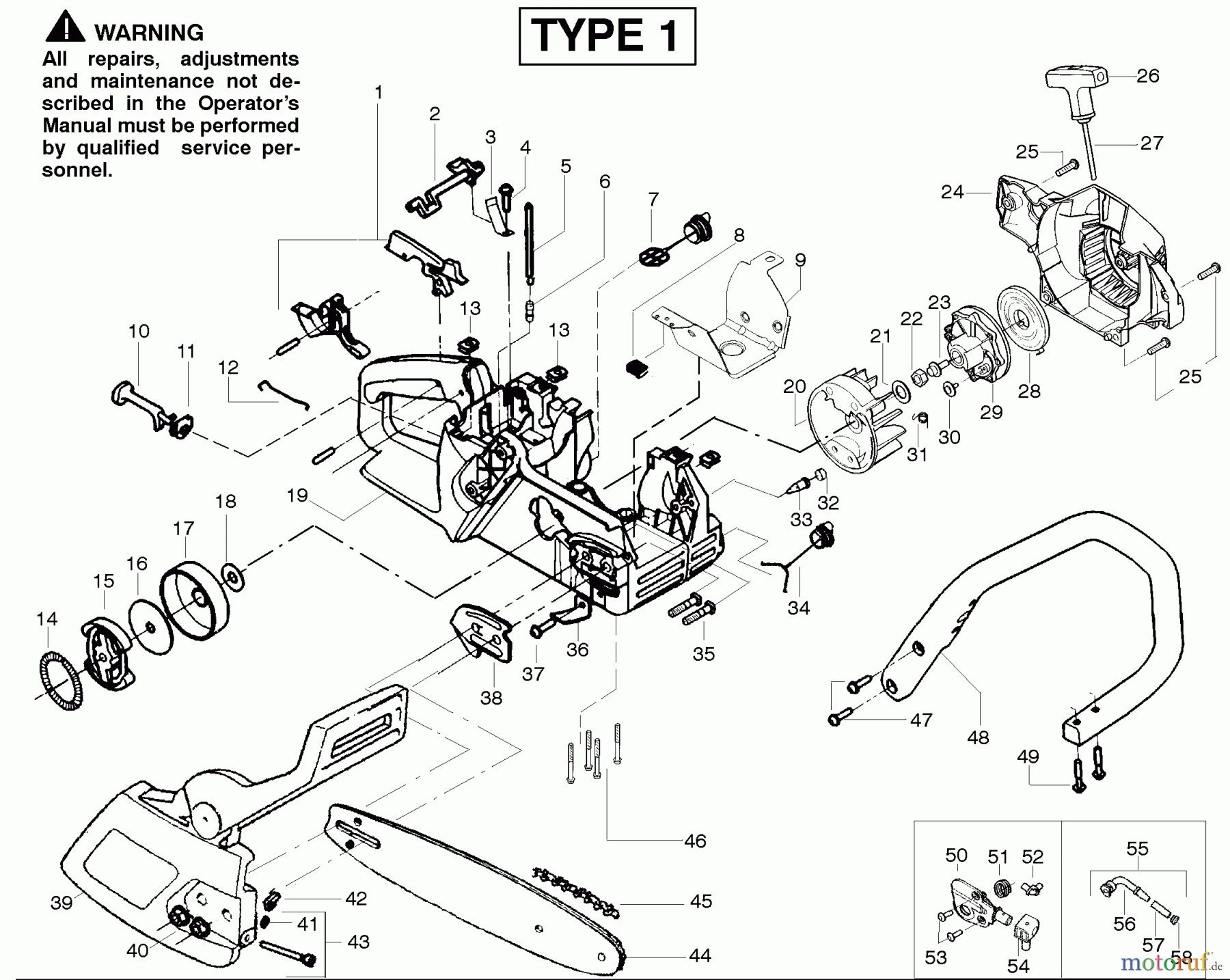  Poulan / Weed Eater Motorsägen 2050LE (Type 1) - Poulan Pioneer Chainsaw Starter Type 1