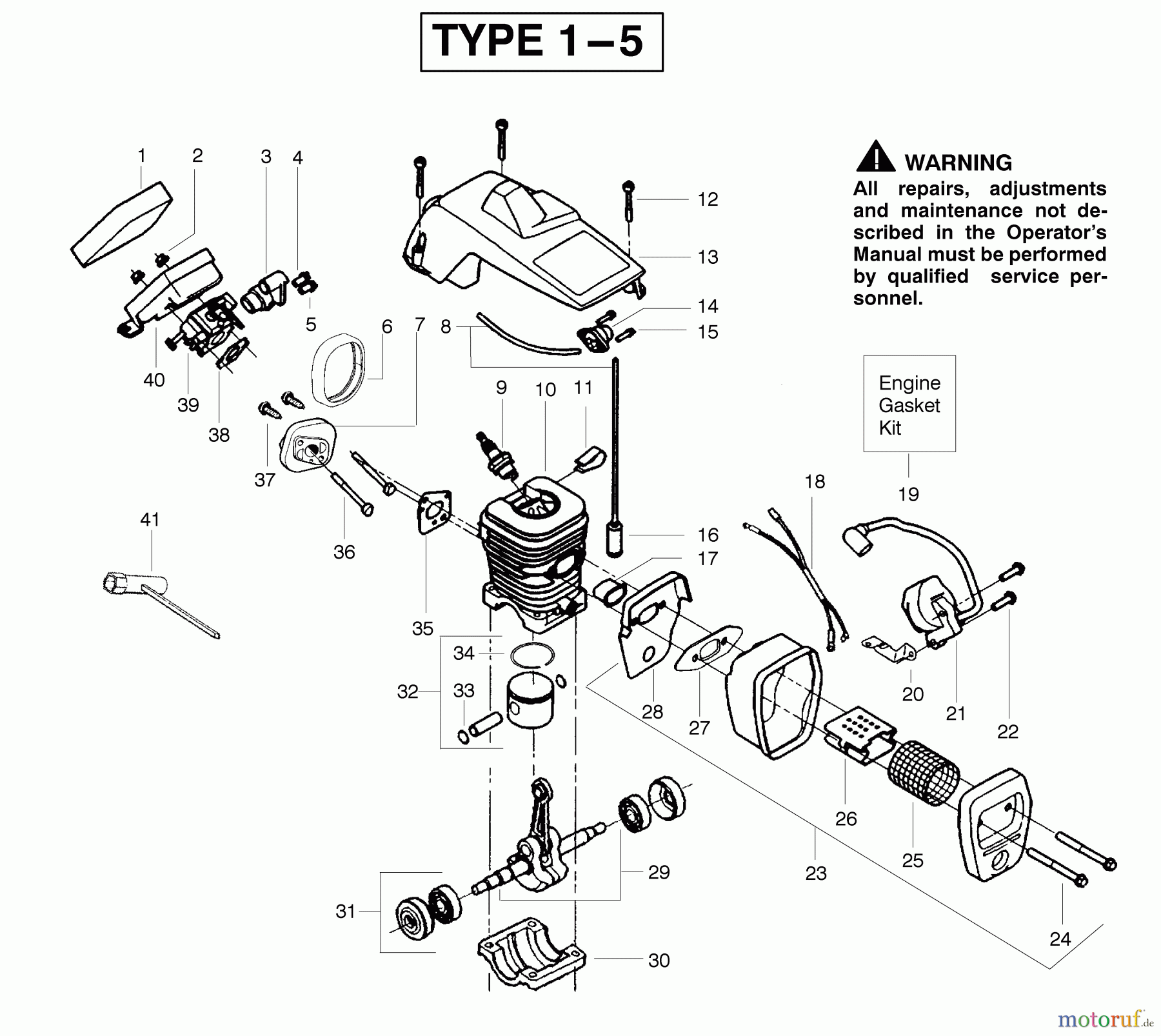  Poulan / Weed Eater Motorsägen 2055 (Type 5) - Poulan Woodsman Chainsaw Engine Assembly Type 1-5