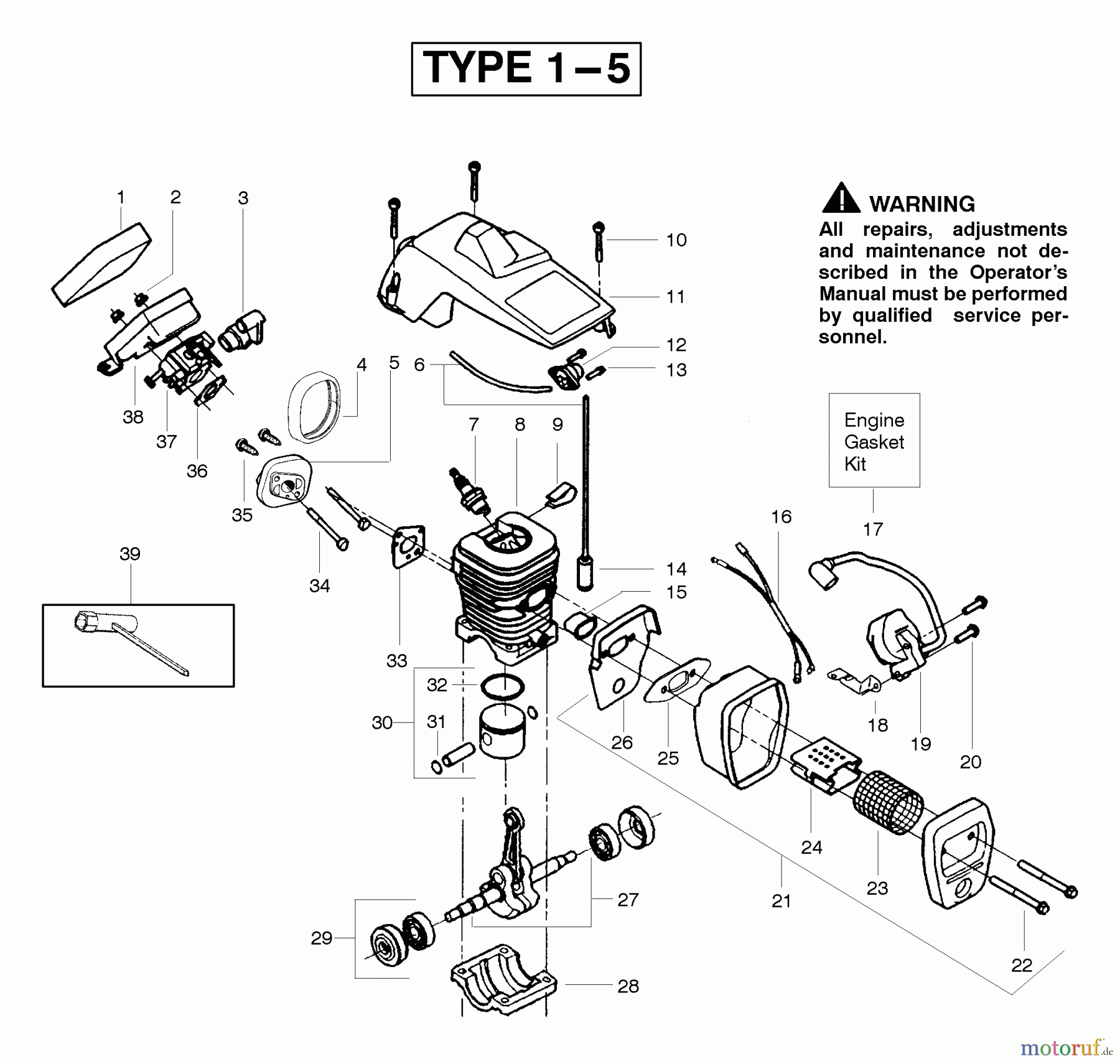  Poulan / Weed Eater Motorsägen 2150 (Type 1) - Poulan Predator Chainsaw Engine Assembly