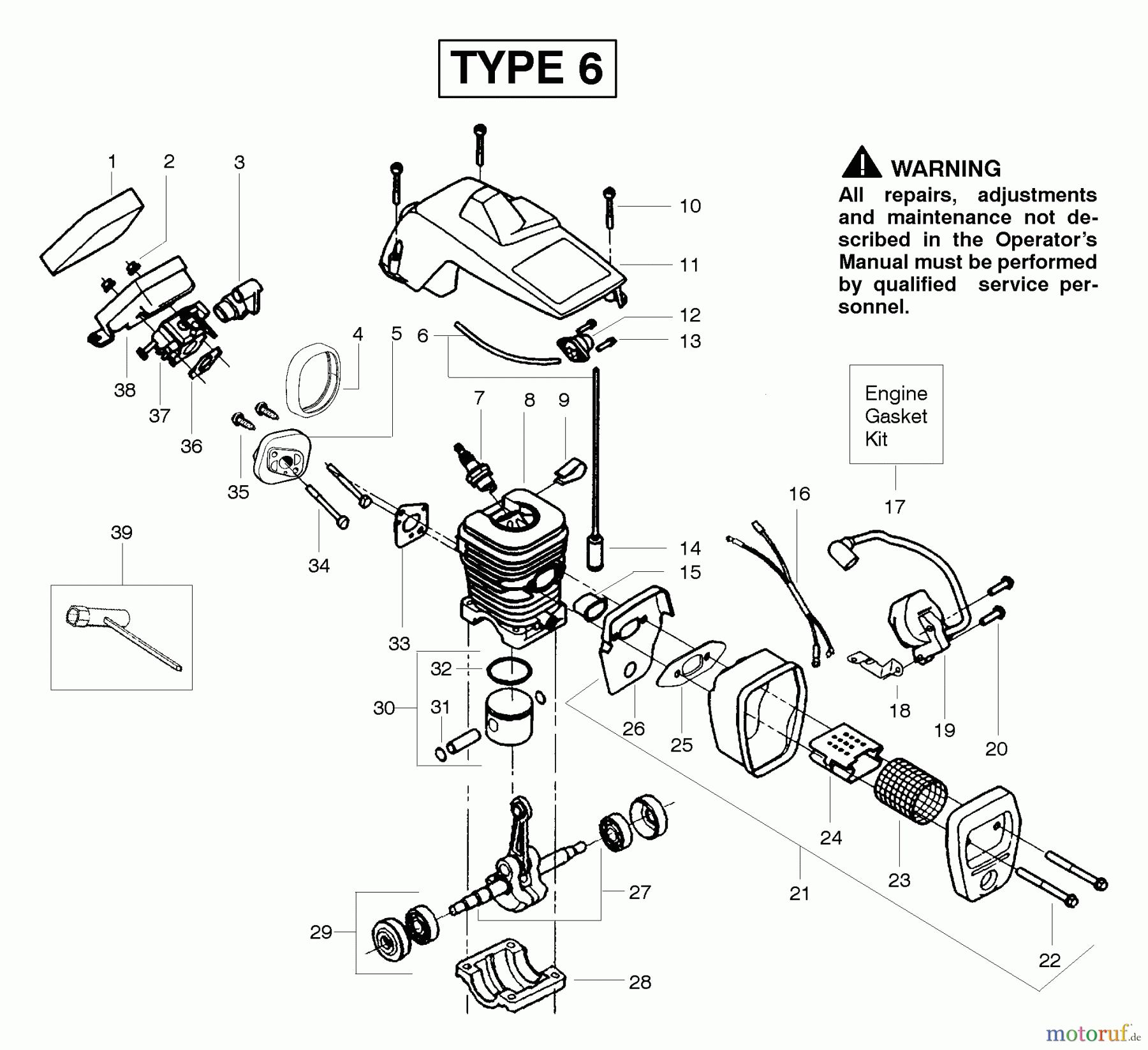  Poulan / Weed Eater Motorsägen 2150 (Type 6) - Poulan Predator Chainsaw Engine Assembly