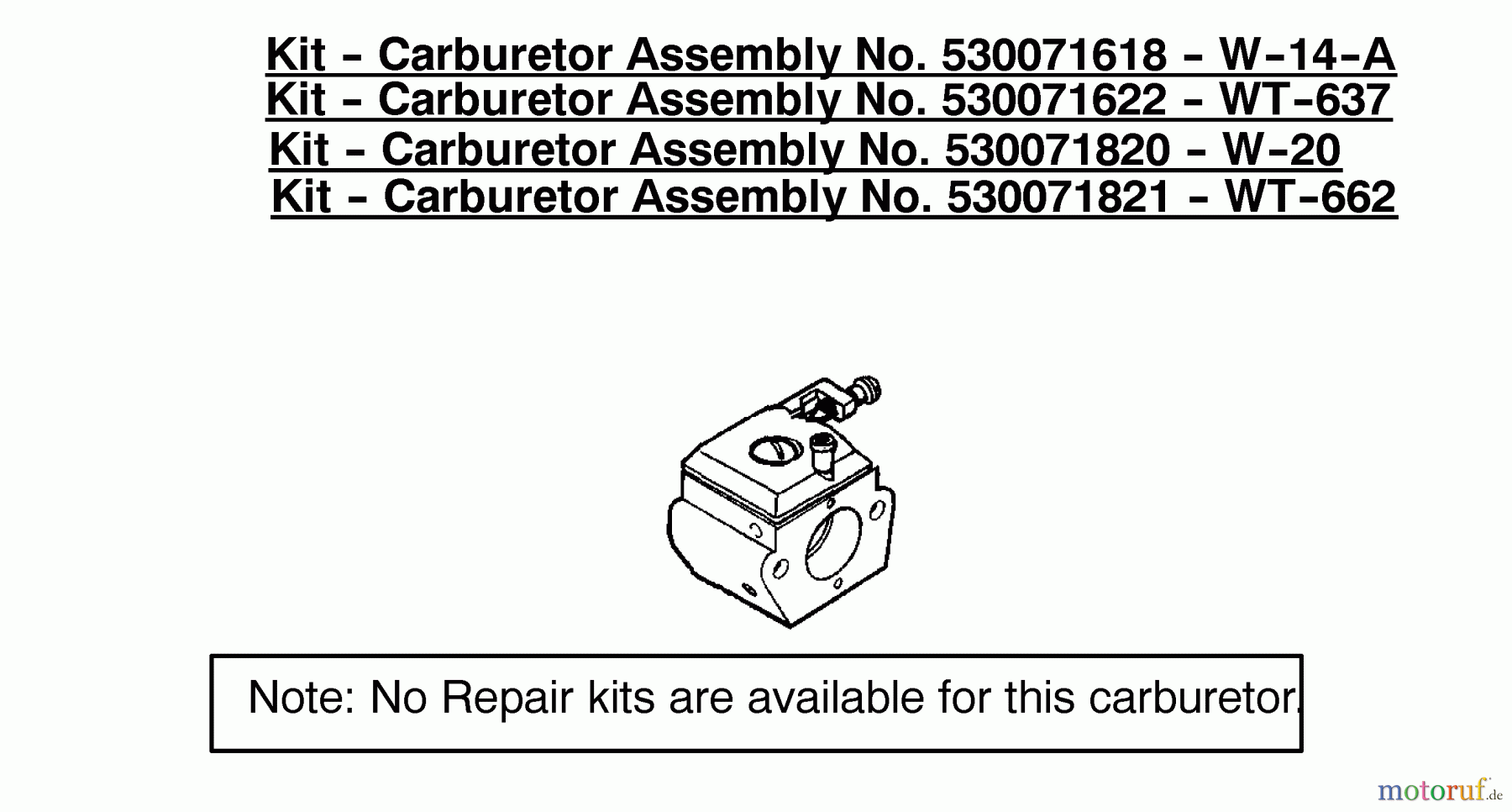  Poulan / Weed Eater Motorsägen 2150LE (Type 2) - Poulan Woodshark Chainsaw Kits - Carburetor Assembly 530071618/530071622/530071820/530071821