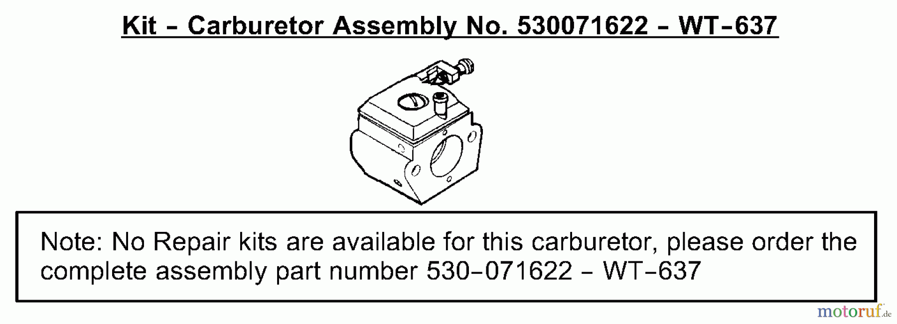  Poulan / Weed Eater Motorsägen 2175LE - Poulan Wildthing Chainsaw Carburetor Assembly (WT637) 530071622