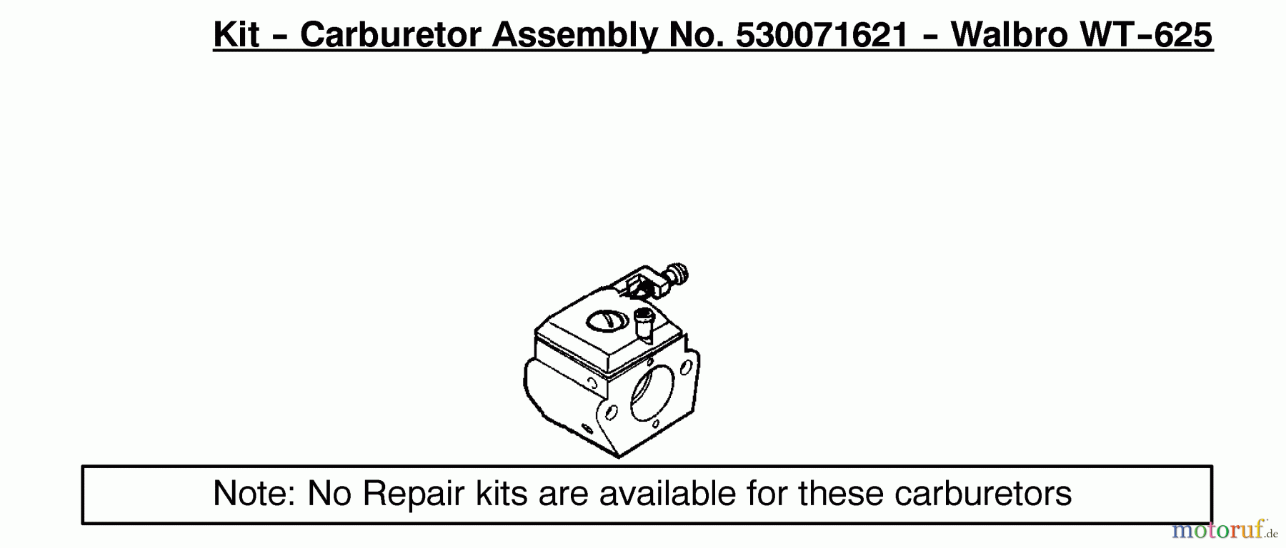  Poulan / Weed Eater Motorsägen 2550LE (Type 2) - Poulan Woodmaster Chainsaw Carburetor Assembly Kit (WT-625) 530071621
