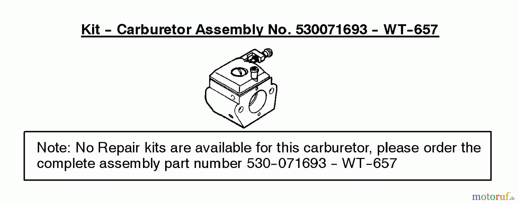  Poulan / Weed Eater Motorsägen 2775 (Type 4) - Poulan Chainsaw Carburetor Assembly - (WT657) 530071693
