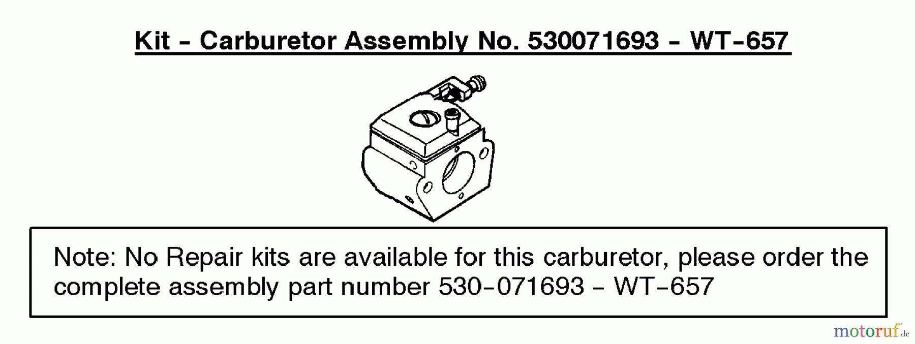  Poulan / Weed Eater Motorsägen 2900 (Type 3) - Poulan Chainsaw Carburetor Assembly - (WT-657) 530071693