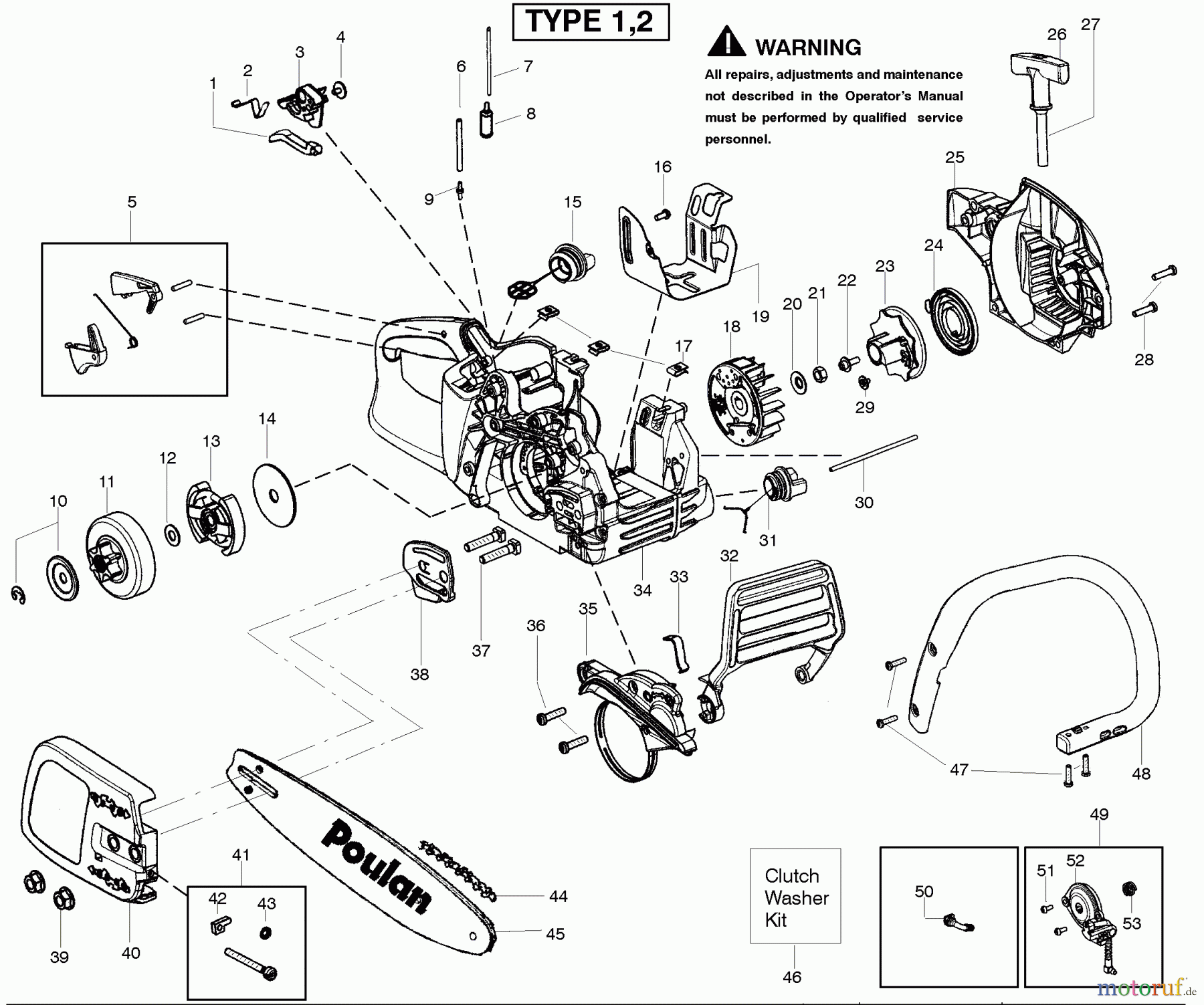  Poulan / Weed Eater Motorsägen P3516PR (Type 1) - Poulan Predator Chainsaw Starter Type 1-2
