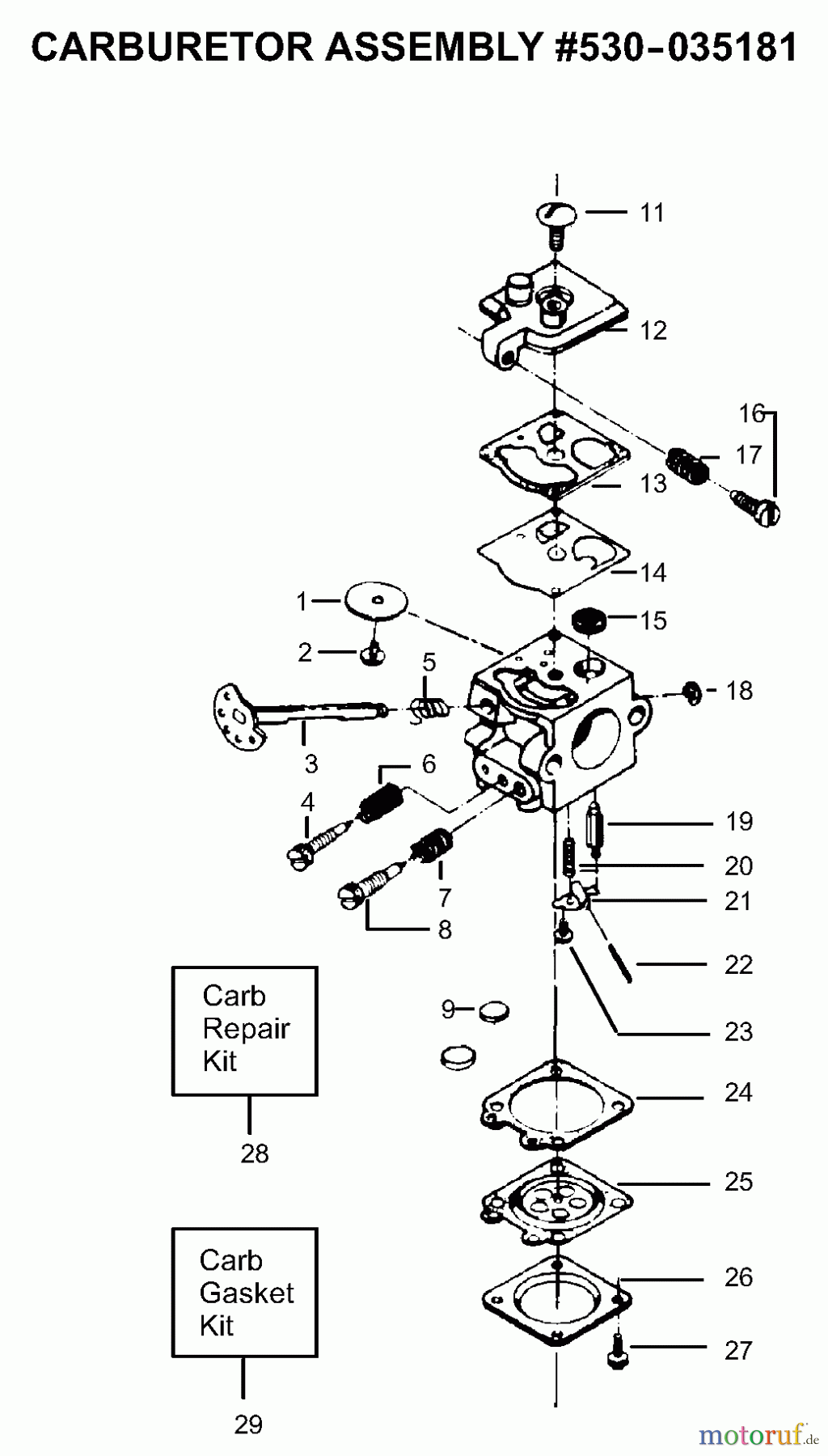  Poulan / Weed Eater Motorsägen PP200 - Poulan Pro Chainsaw Carburetor Assembly P/N 530035181