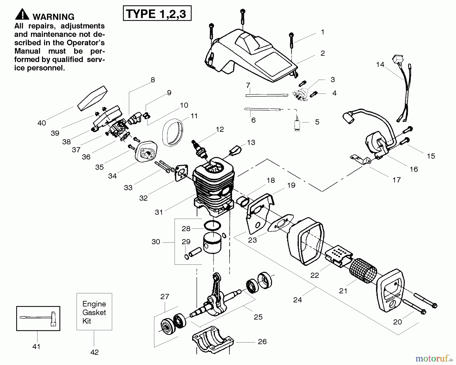 Poulan / Weed Eater Motorsägen PP260 (Type 1) - Poulan Pro Chainsaw Engine Type 1,2,3