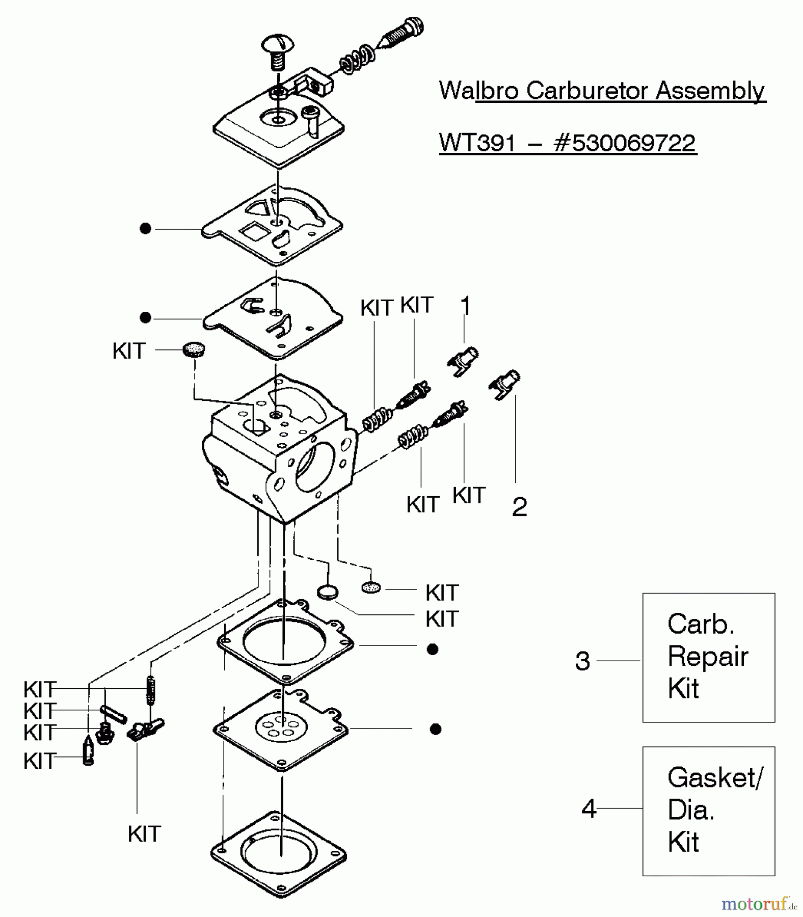  Poulan / Weed Eater Motorsägen PP260 (Type 3) - Poulan Pro Chainsaw Walbro Carburetor Assembly