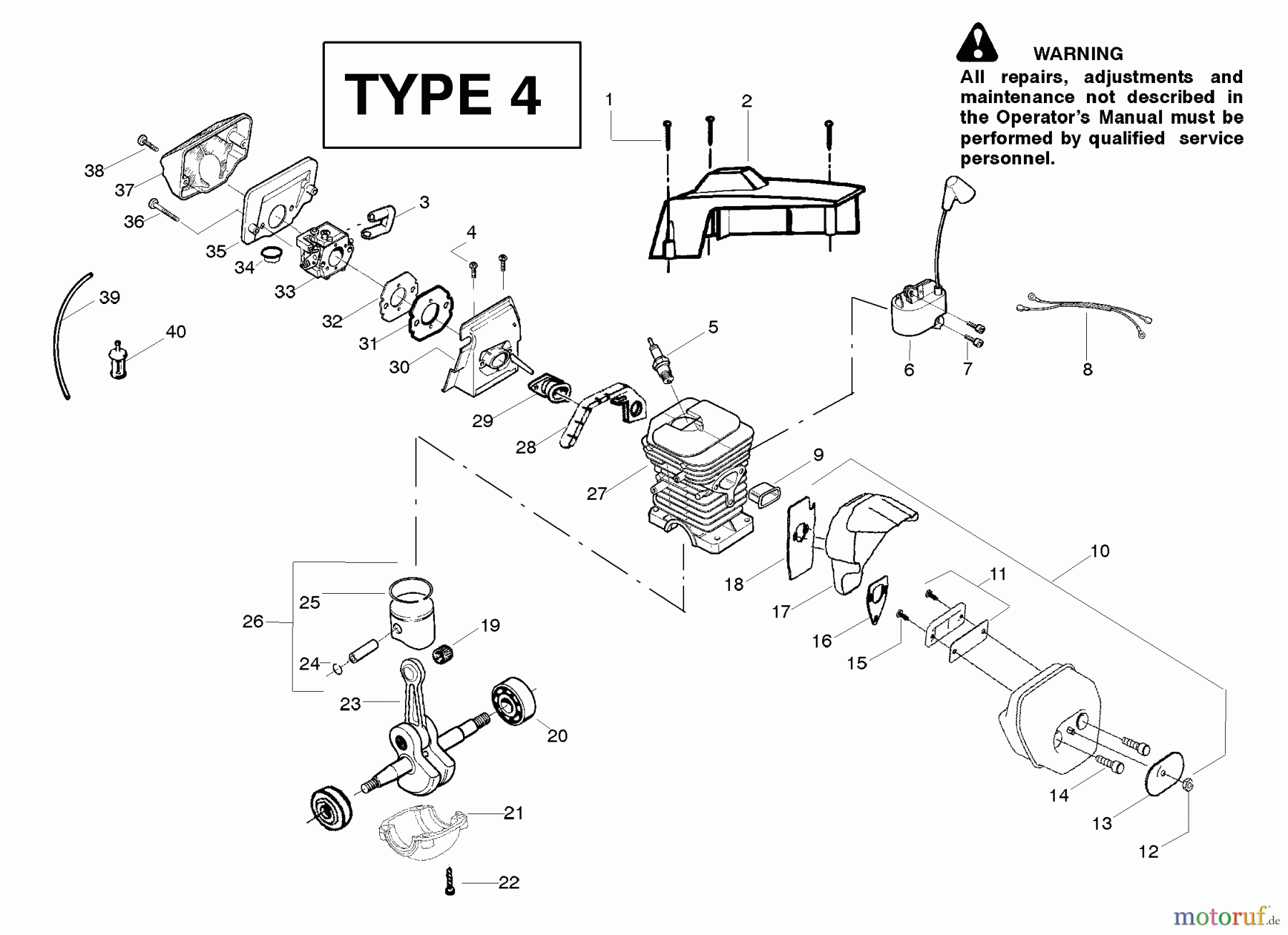  Poulan / Weed Eater Motorsägen PP295 (Type 4) - Poulan Pro Chainsaw Engine Assembly Type 4