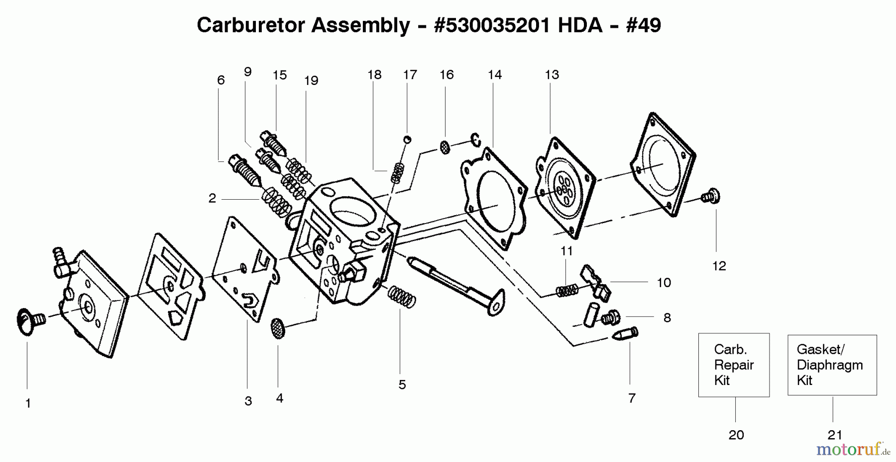  Poulan / Weed Eater Motorsägen PP336 - Poulan Pro Chainsaw Carburetor HDA #49