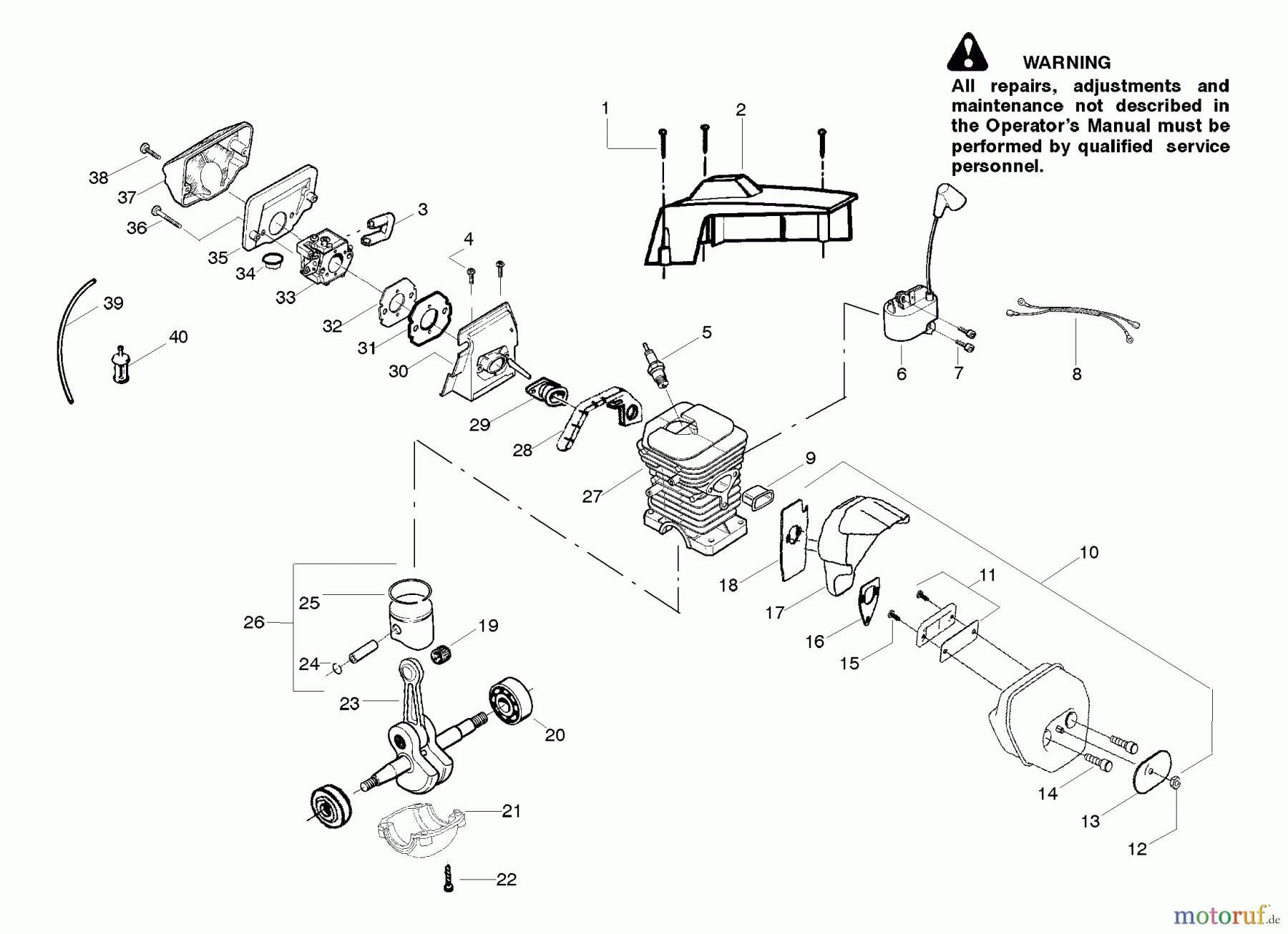  Poulan / Weed Eater Motorsägen PP4620AVL - Poulan Pro Chainsaw Engine Assembly