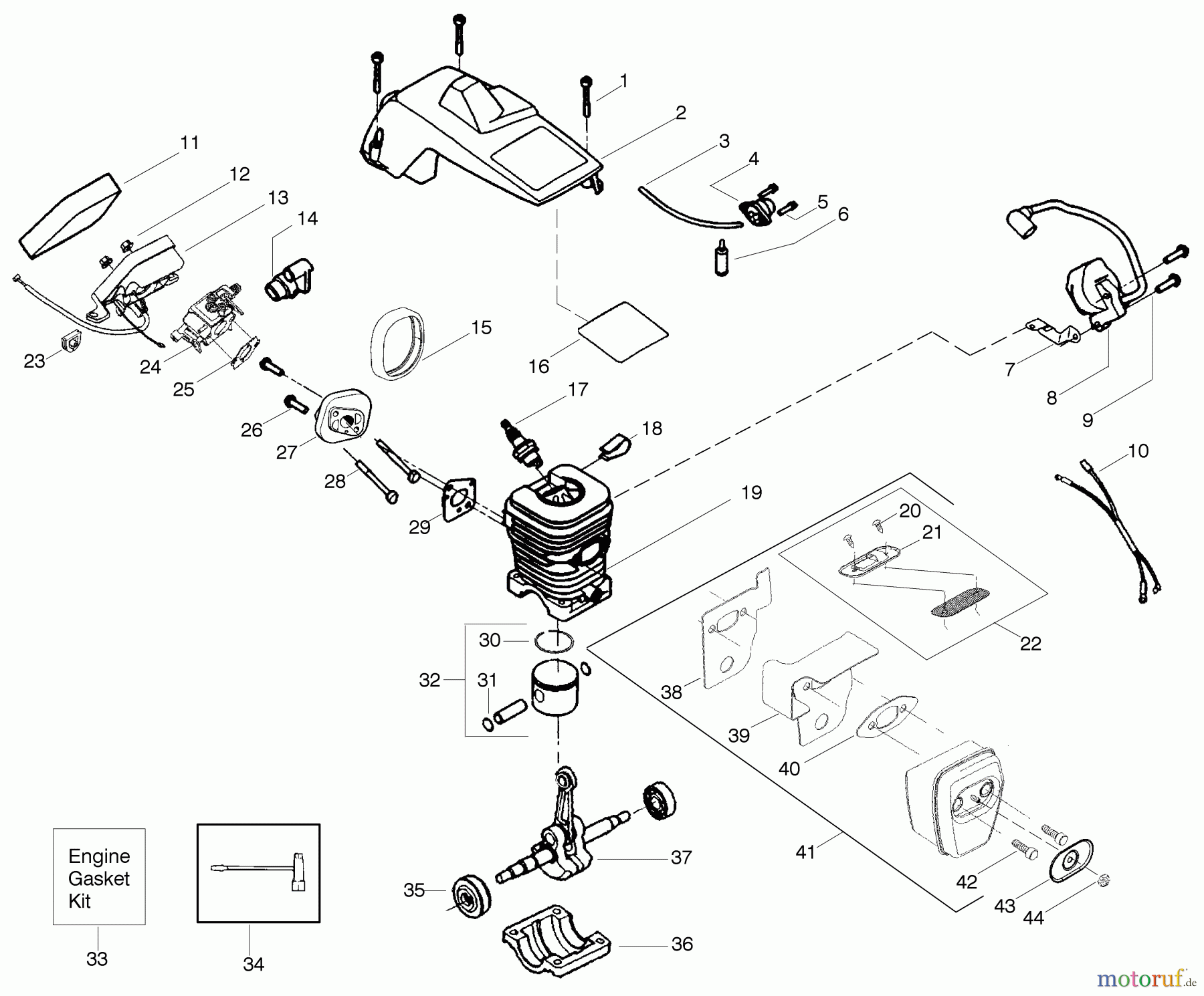  Poulan / Weed Eater Motorsägen SM4018 - Poulan Pro Chainsaw Engine Assembly