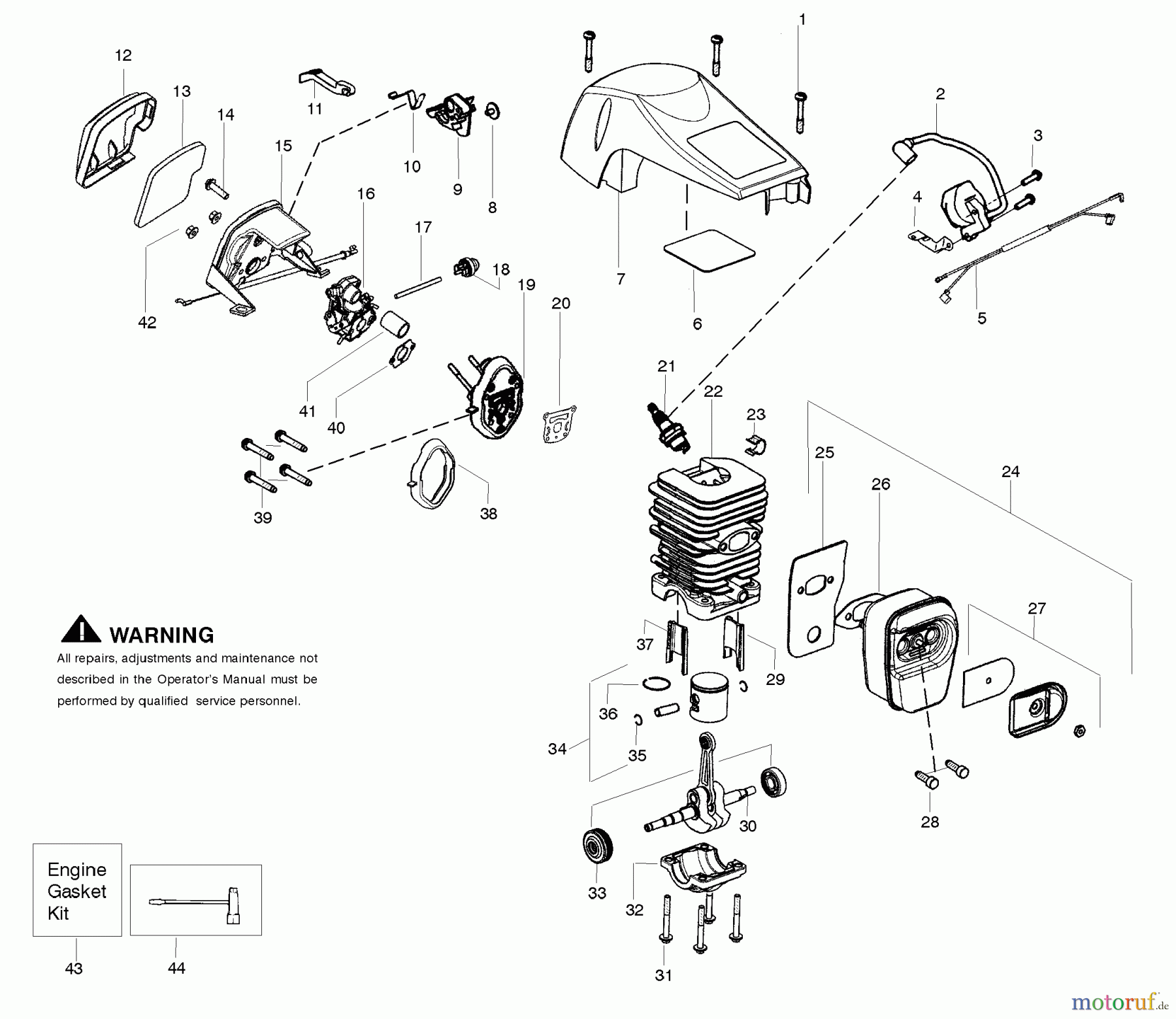  Poulan / Weed Eater Motorsägen SM4218AVX - Poulan Pro Chainsaw Engine Assembly