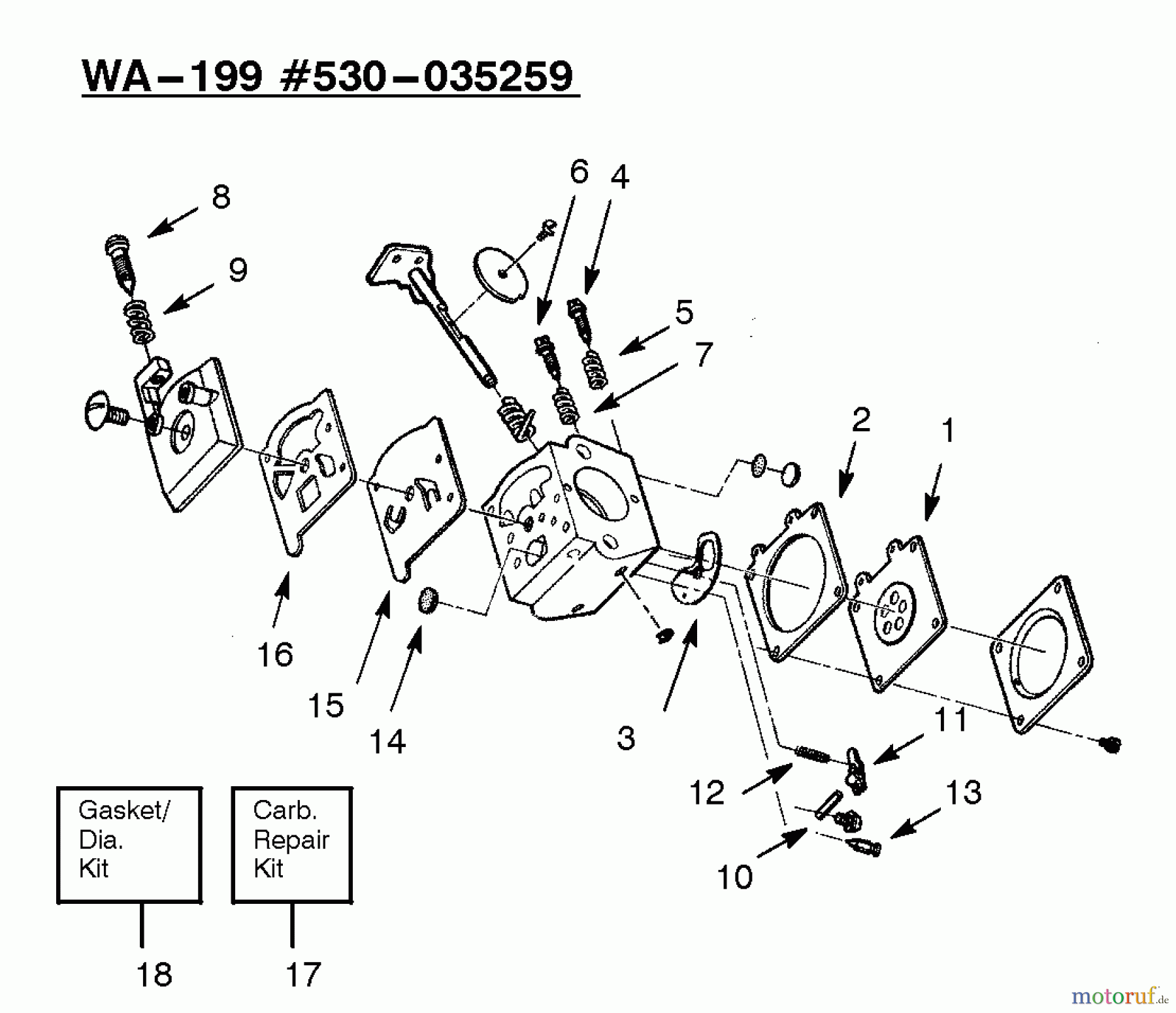  Poulan / Weed Eater Motorsensen, Trimmer XT50T - Weed Eater String Trimmer Carburetor Assembly WA-199