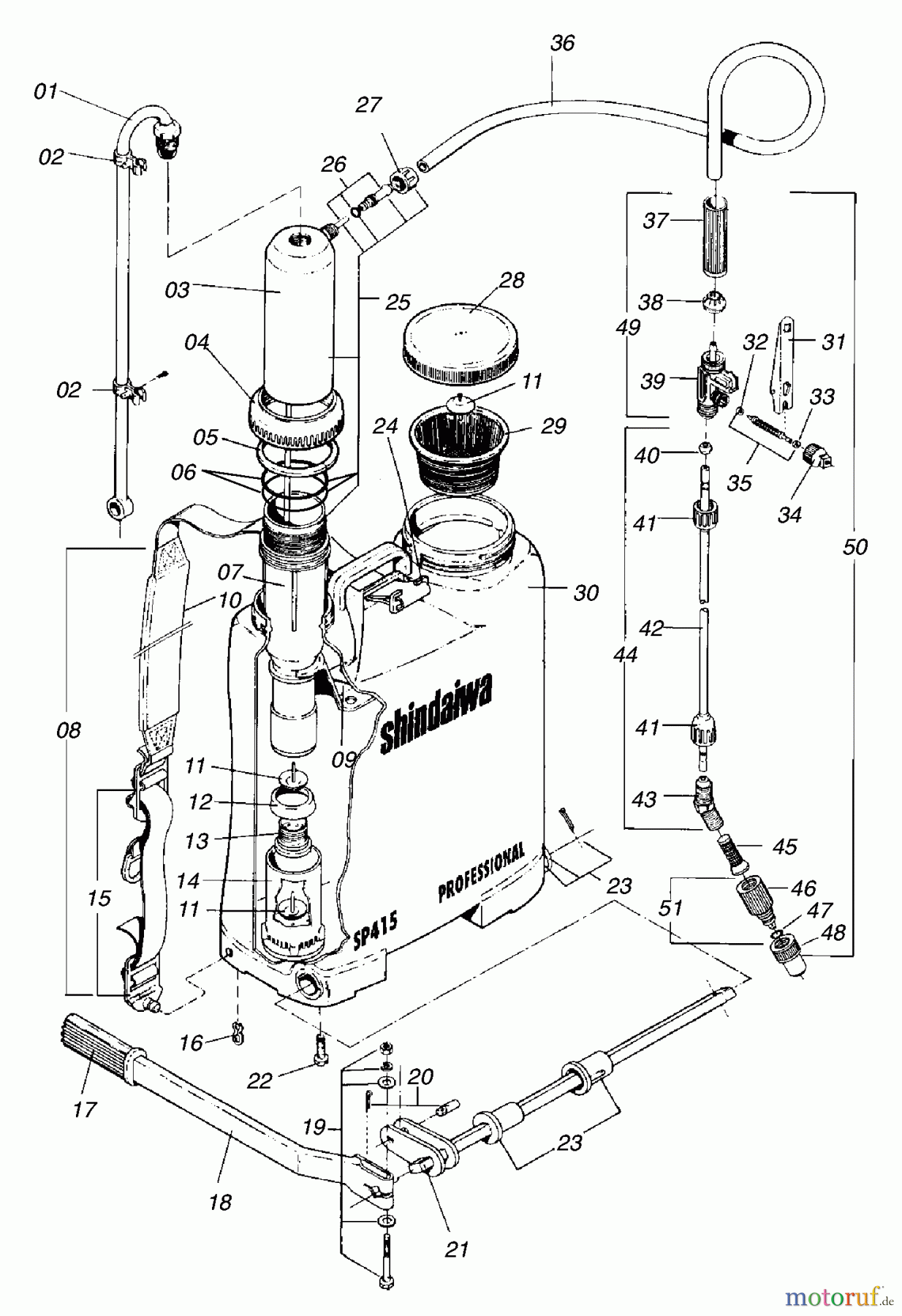  Shindaiwa Sprühgeräte SP415 - Shindaiwa Manual Sprayer, Back Pack General Assembly Before S/N: 198697L3