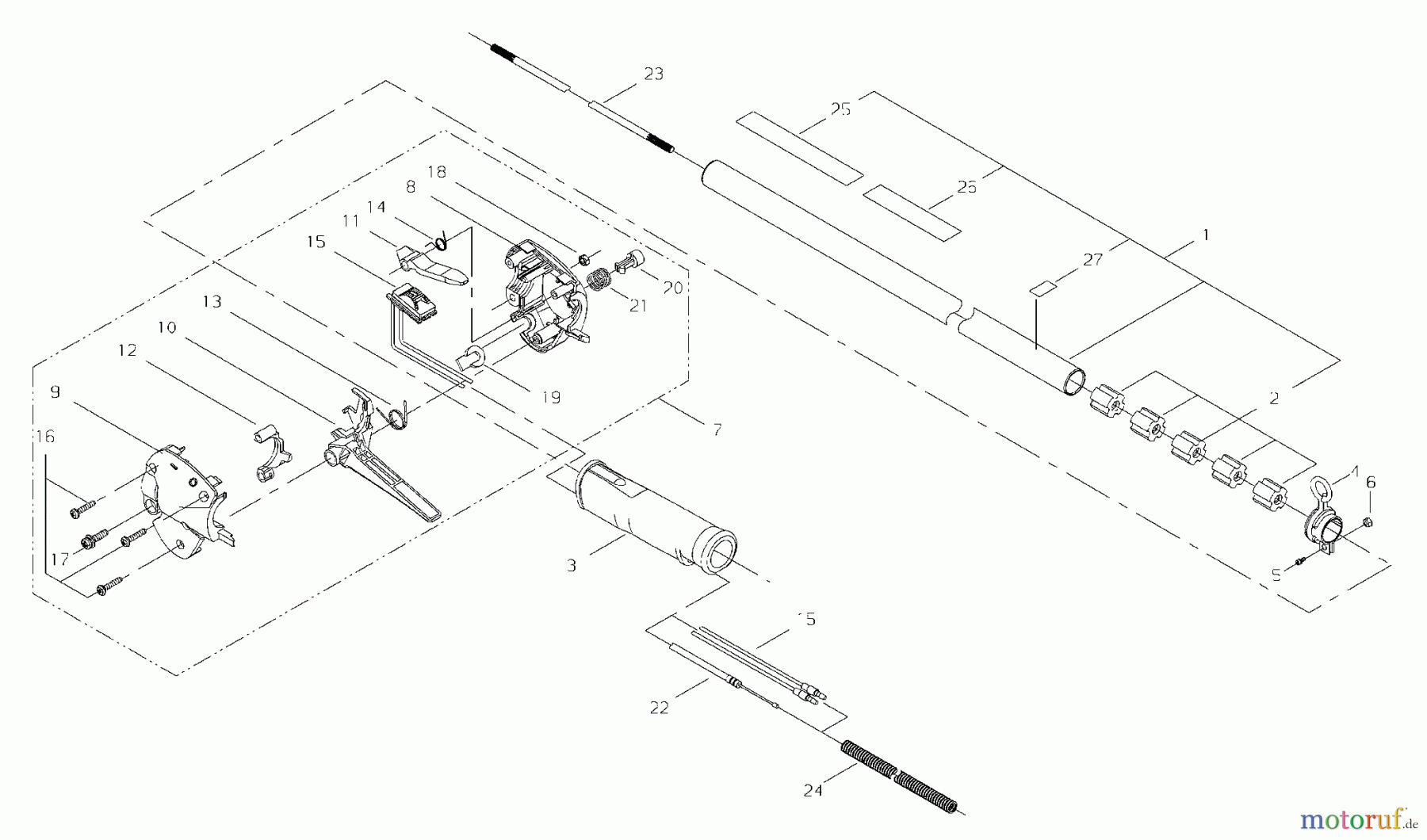  Shindaiwa Trimmer, Faden / Bürste T3410X - Shindaiwa String Trimmer Outer Tube, Throttle Lever