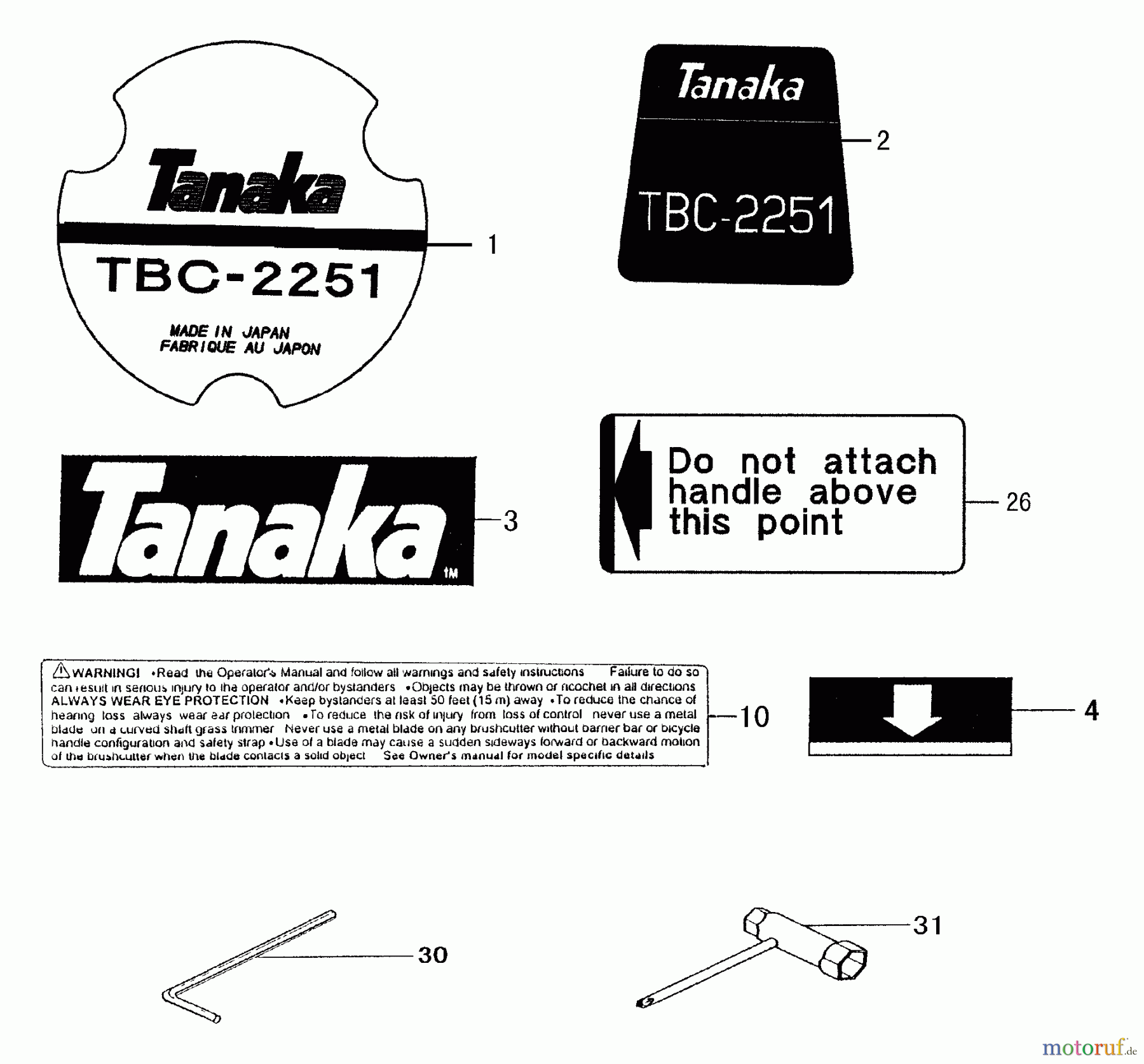  Tanaka Trimmer, Motorsensen TBC-2251 - Tanaka Grass Trimmer Decals & Tools