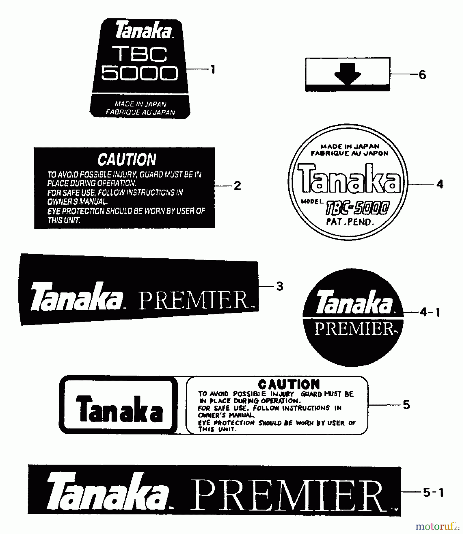  Tanaka Trimmer, Motorsensen TBC-5000 - Tanaka Trimmer / Brush Cutter Marks