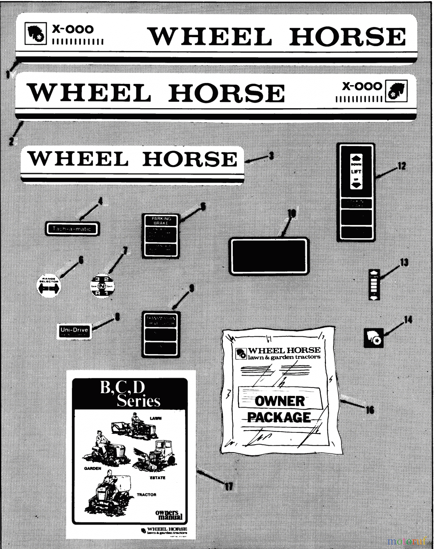  Toro Neu Mowers, Lawn & Garden Tractor Seite 1 01-12K802 (C-125) - Toro C-125 8-Speed Tractor, 1981 DECALS