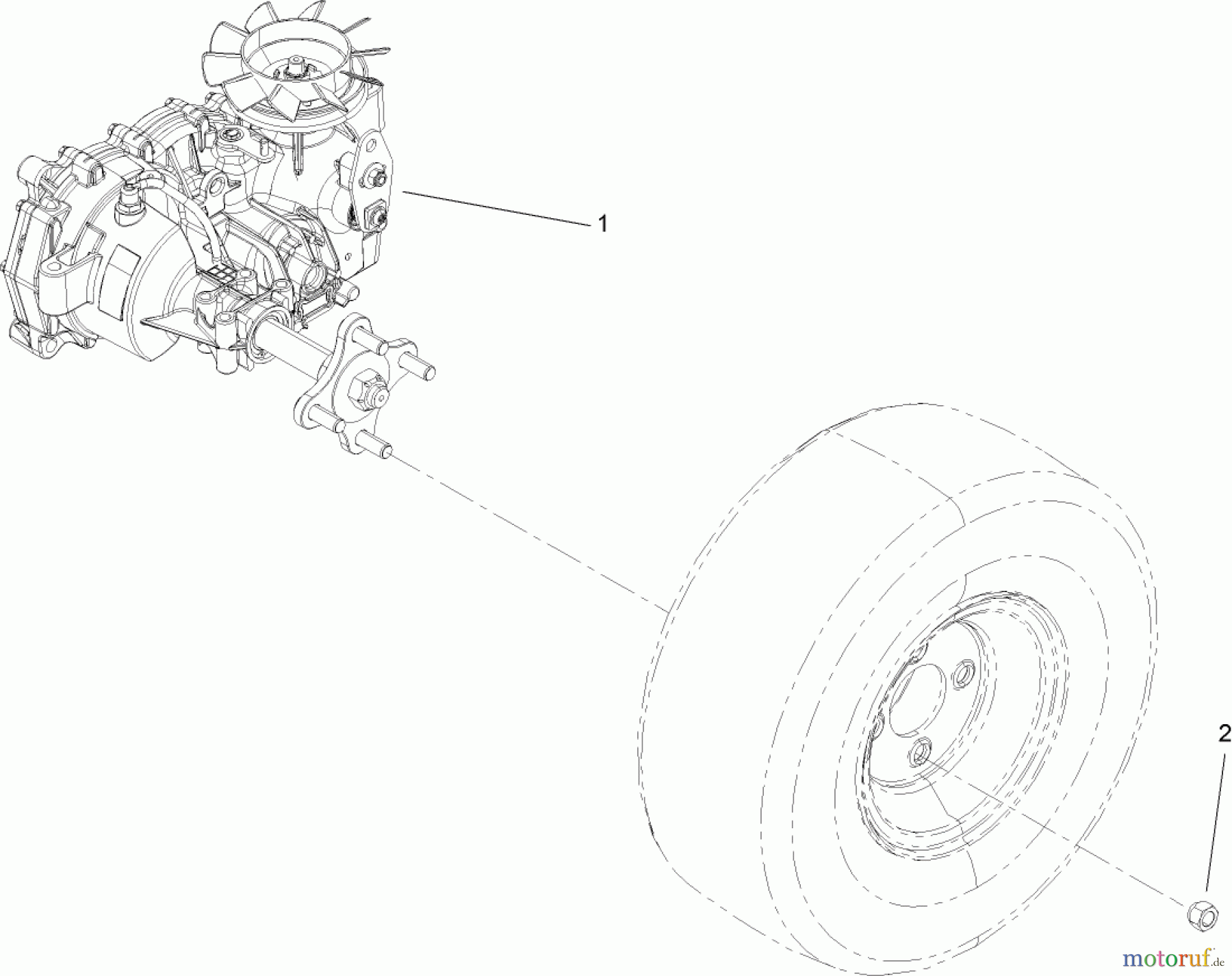  Toro Neu Accessories, Mower 114-8521 - Toro Left-Hand Transaxle Kit, Zero-Turn-Radius Riding Mower TRANSAXLE AND NUT ASSEMBLY