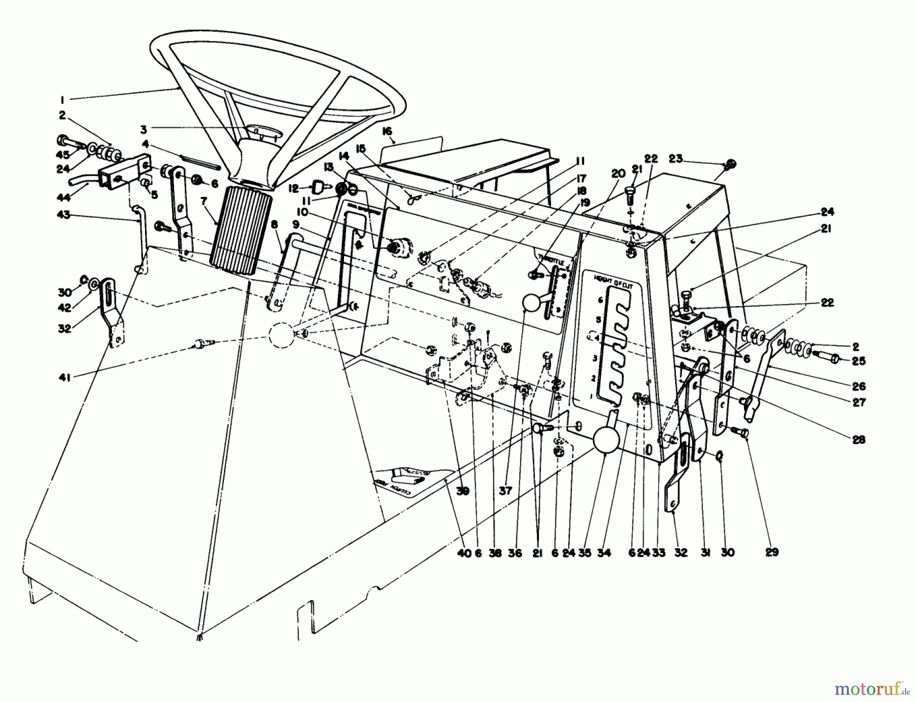  Toro Neu Mowers, Rear-Engine Rider 56145 (8-32) - Toro 8-32 Rear Engine Rider, 1989 (9000001-9999999) STEERING WHEEL & LINKAGE ASSEMBLY