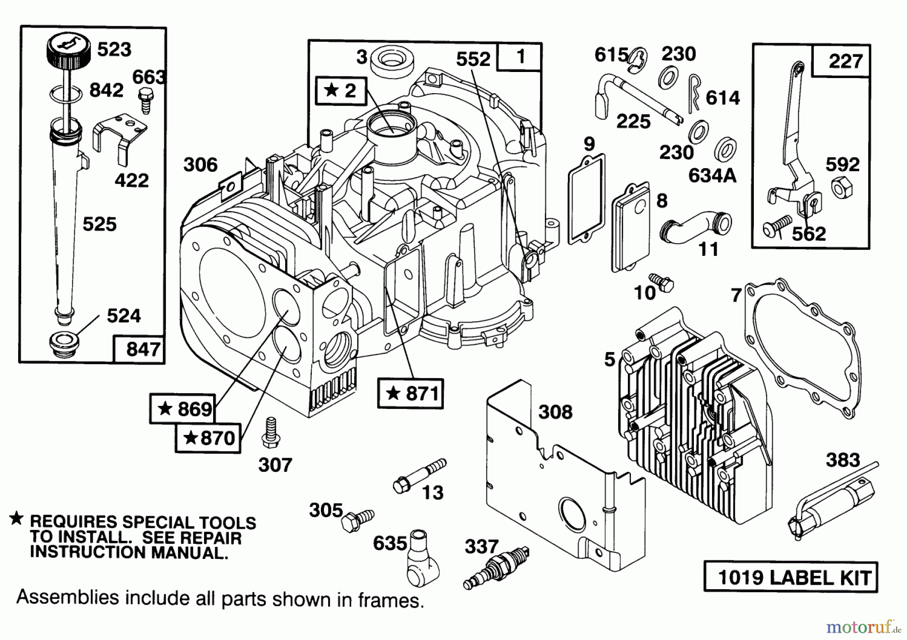  Toro Neu Mowers, Lawn & Garden Tractor Seite 1 71180 (12-38XL) - Toro 12-38XL Lawn Tractor, 1993 (3900001-3999999) ENGINE BRIGGS & STRATTON MODEL 283707-0156-01 #1