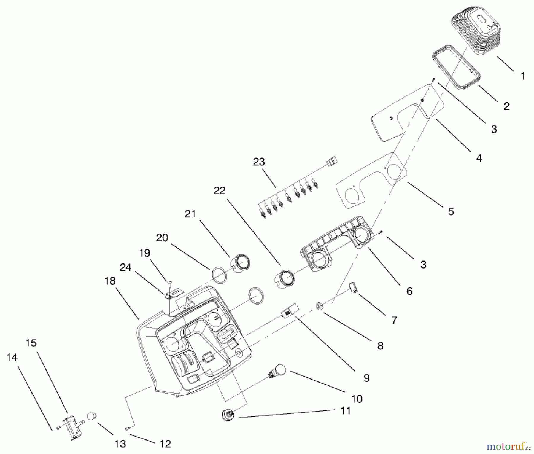  Toro Neu Mowers, Lawn & Garden Tractor Seite 1 73590 (523Dxi) - Toro 523Dxi Garden Tractor, 1999 (9900001-9999999) DASH ASSEMBLY
