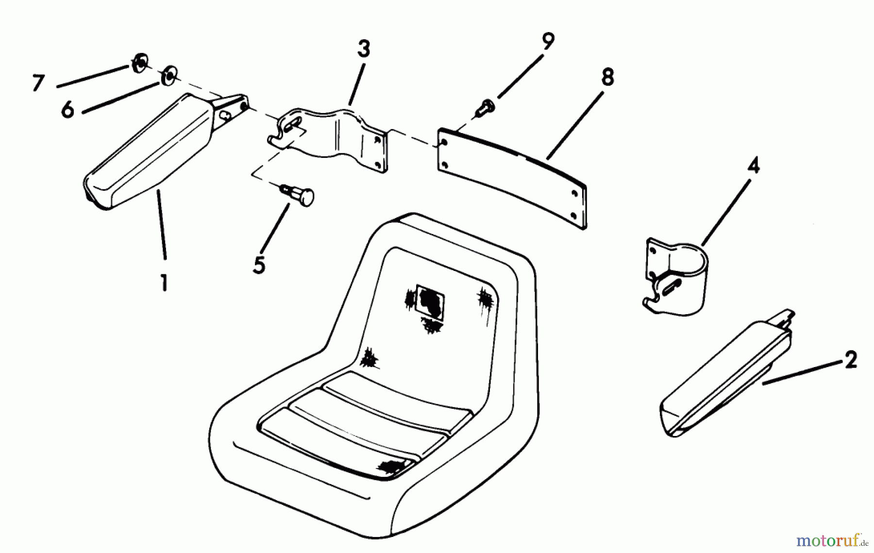  Toro Neu Accessories, Mower 82015 - Toro Arm Rest Kit, D-Series Tractor, 1976 PARTS LIST FOR ARM REST KIT (FACTORY ORDER NUMBER 8-2015)
