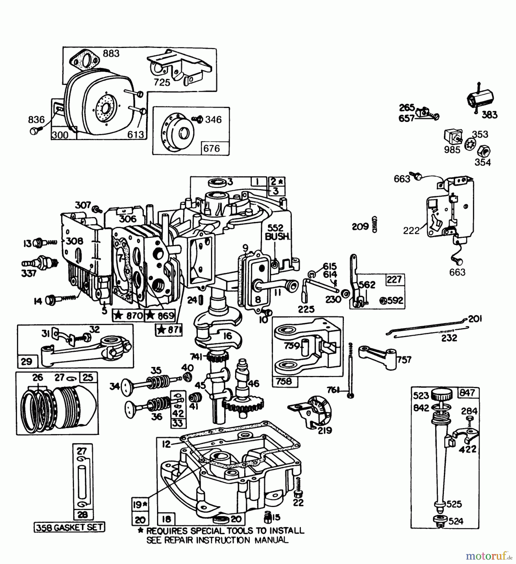  Toro Neu Mowers, Rear-Engine Rider 56145 (8-32) - Toro 8-32 Rear Engine Rider, 1986 (6000001-6999999) ENGINE BRIGGS & STRATTON MODEL NO. 191702-2160-01 8 H.P. REAR ENGINE RIDER RECOIL MODEL 56138 #2