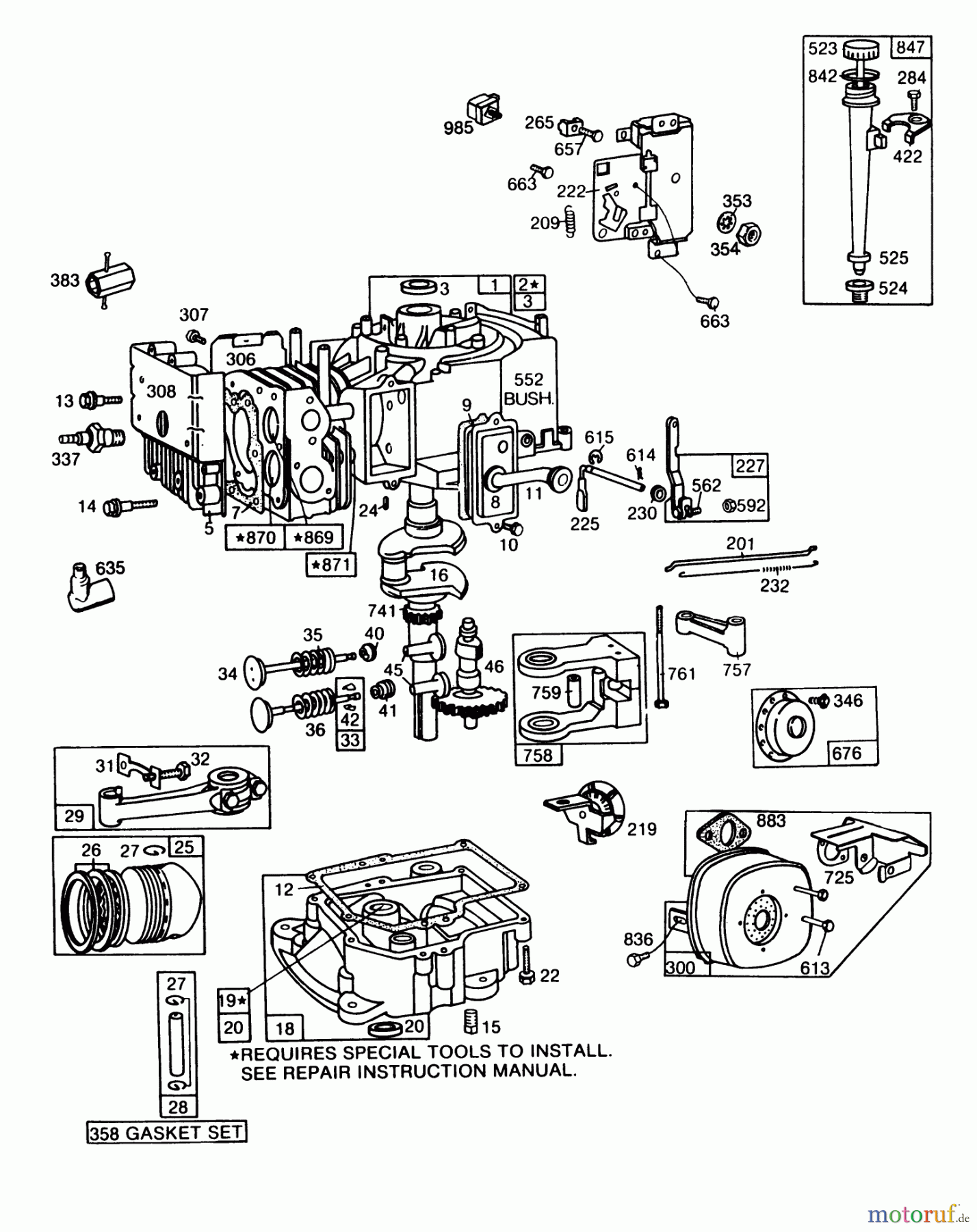  Toro Neu Mowers, Rear-Engine Rider 56170 (11-32) - Toro 11-32 Professional, 1986 (6000001-6999999) ENGINE 8 H.P. BRIGGS & STRATTON MODEL NO. 193707-0152-01 #1