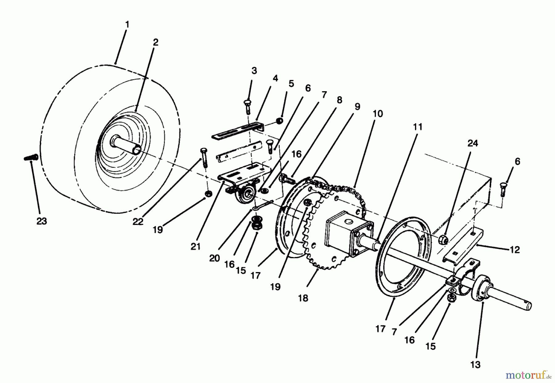  Toro Neu Mowers, Rear-Engine Rider 70040 (8-25) - Toro 8-25 Rear Engine Rider, 1997 (7900001-7900578) REAR AXLE ASSEMBLY