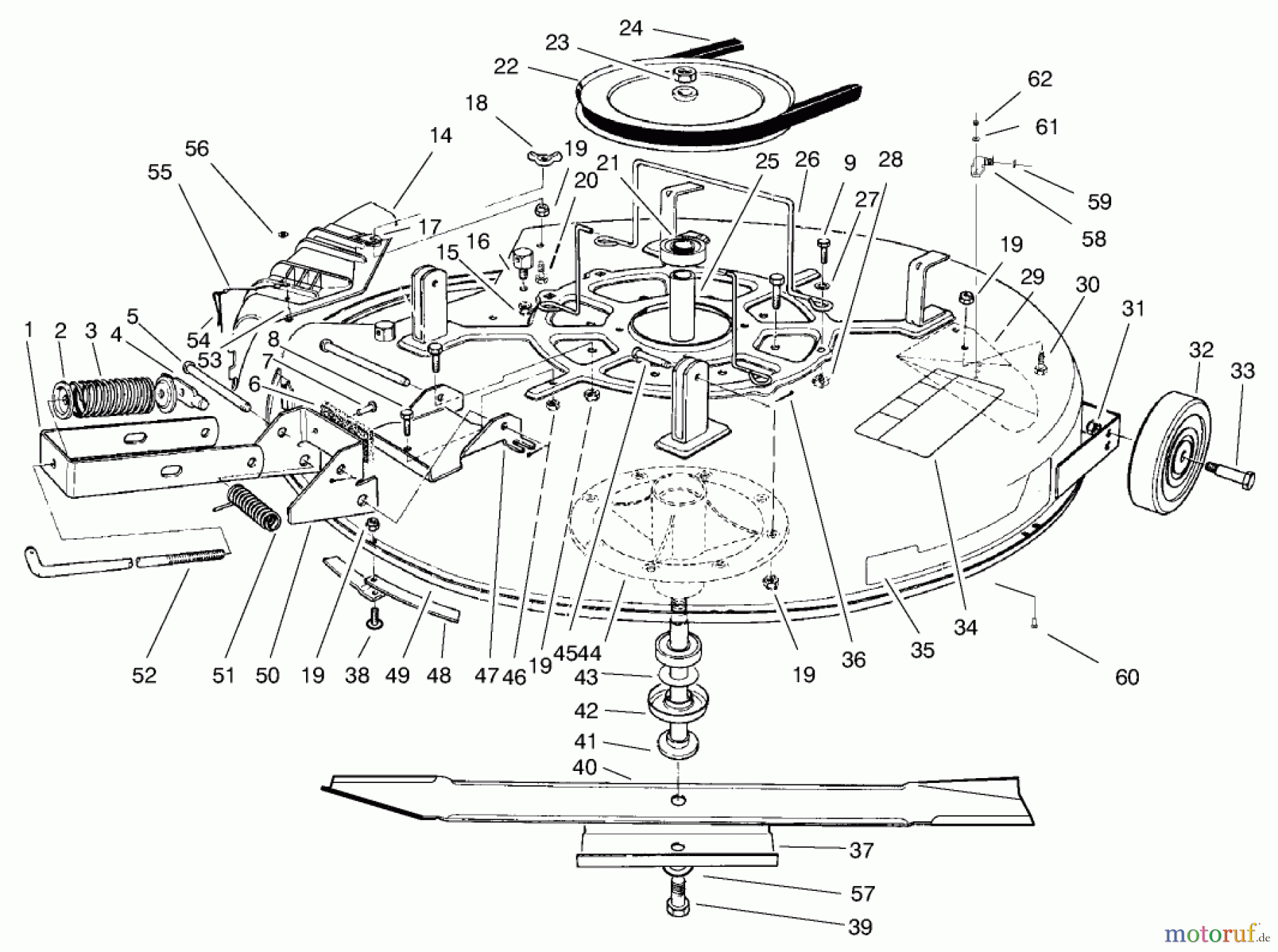  Toro Neu Mowers, Rear-Engine Rider 70084 (12-32) - Toro 12-32 Rear Engine Rider, 1998 (8900001-8999999) MOWER ASSEMBLY-RECYCLER