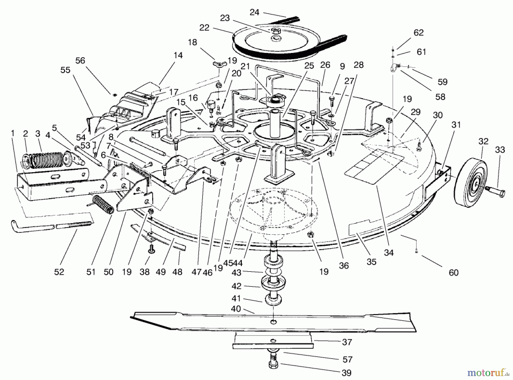  Toro Neu Mowers, Rear-Engine Rider 70142 (11-32) - Toro 11-32 Rear Engine Rider, 1997 (79000001-79999999) MOWER ASSEMBLY - RECYCLER