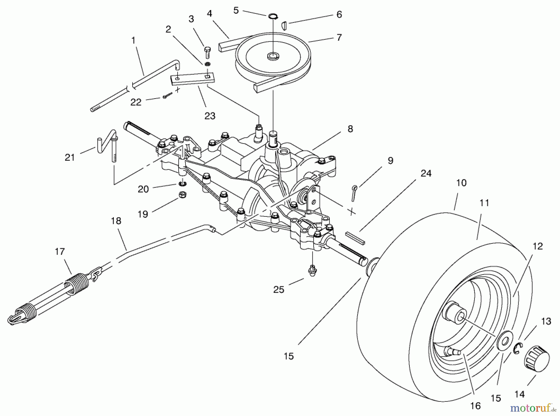  Toro Neu Mowers, Rear-Engine Rider 70142 (11-32) - Toro 11-32 Rear Engine Rider, 1997 (79000001-79999999) REAR AXLE ASSEMBLY