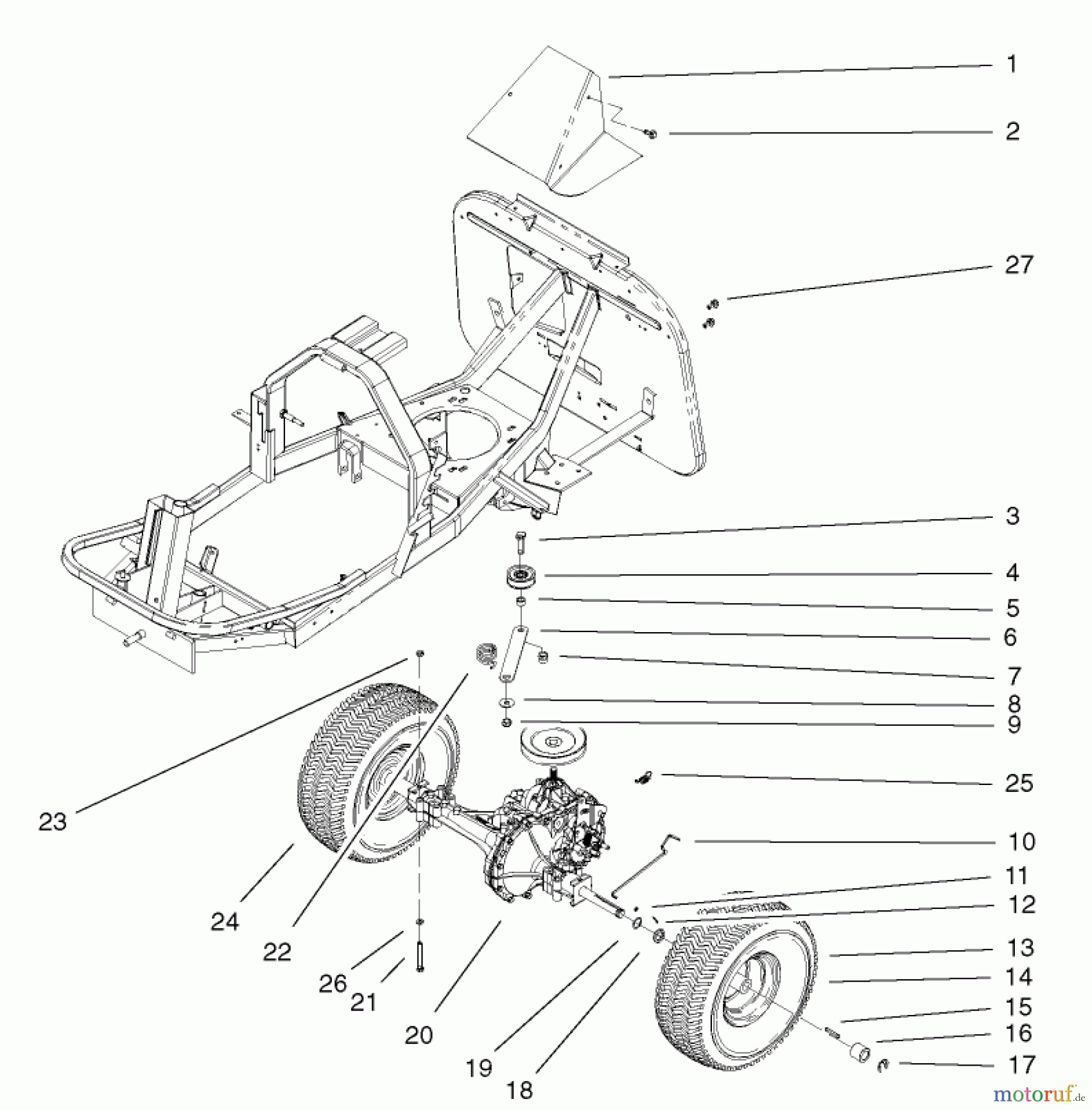  Toro Neu Mowers, Rear-Engine Rider 70184 (13-32H) - Toro 13-32H Rear Engine Rider, 2002 (220000001-220999999) REAR WHEEL ASSEMBLY