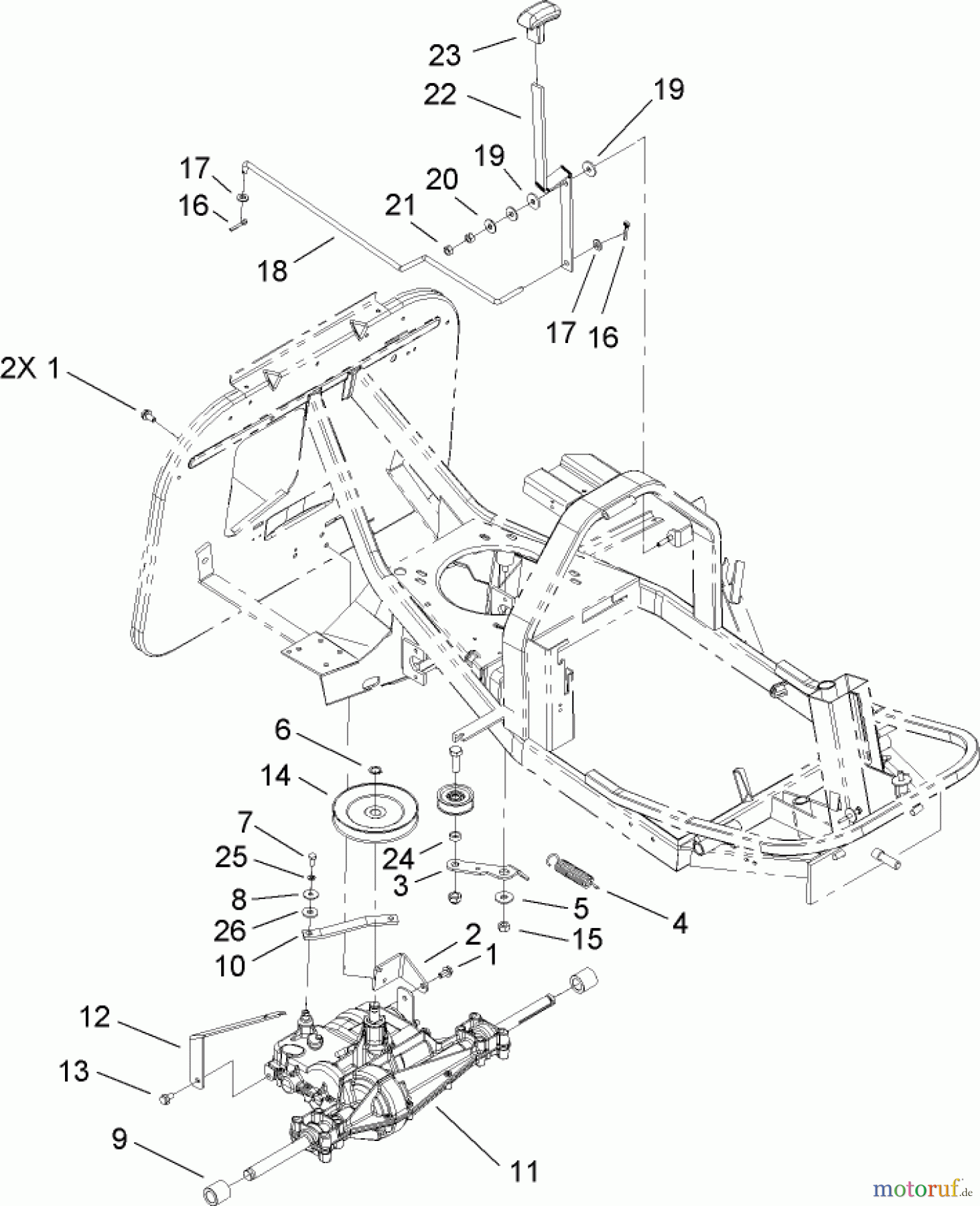 Toro Neu Mowers, Rear-Engine Rider 70185 (G132) - Toro G132 Rear-Engine Riding Mower, 2007 (270000001-270805705) GEAR TRANSMISSION AND LINKAGE ASSEMBLY