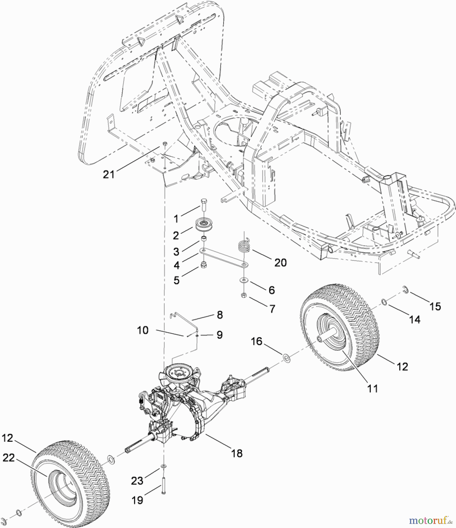  Toro Neu Mowers, Rear-Engine Rider 70186 (H132) - Toro H132 Rear-Engine Riding Mower, 2010 (310000001-310999999) HYDRO TRANSAXLE ASSEMBLY