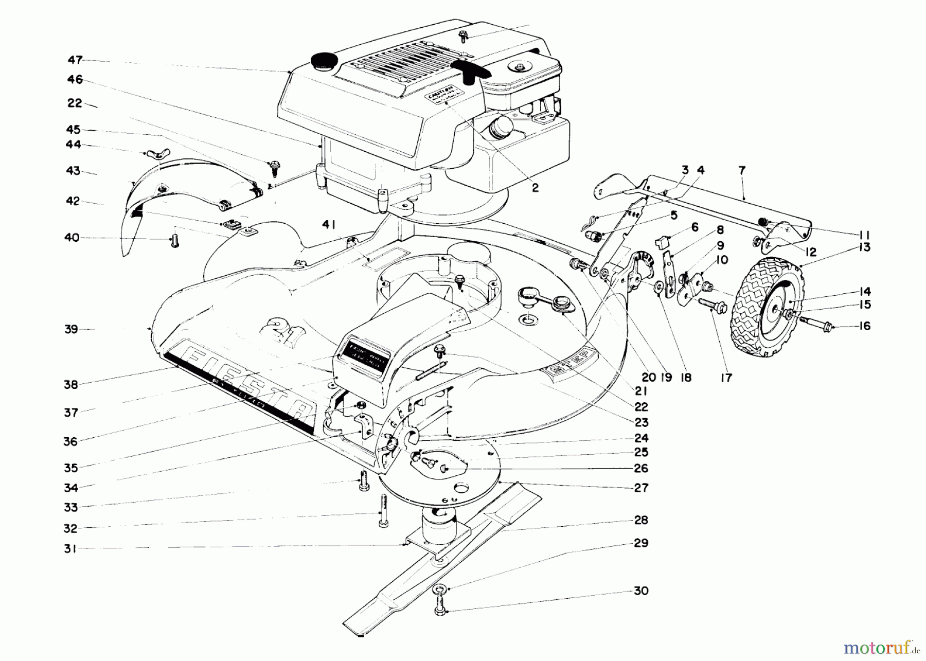  Toro Neu Mowers, Walk-Behind Seite 1 16000 - Toro Fiesta Lawnmower, 1971 (1000001-1999999) HOUSING AND ENGINE ASSEMBLY MODEL 16222