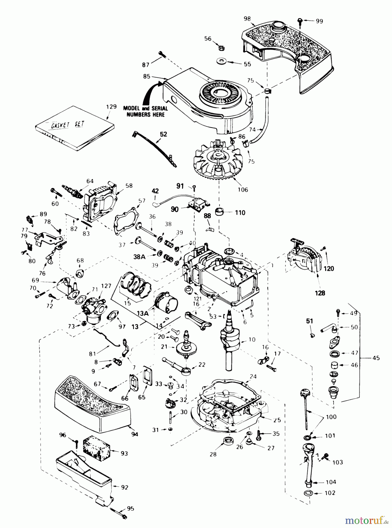  Toro Neu Mowers, Walk-Behind Seite 1 16165C - Toro Lawnmower, 1986 (6000001-6999999) ENGINE TECUMSEH MODEL NO. TNT 100-10100E