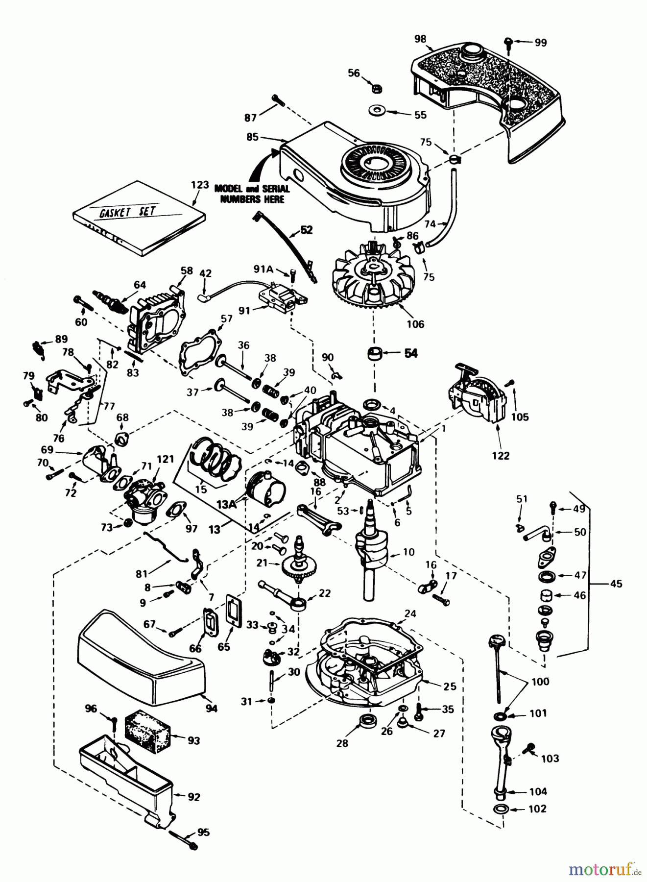  Toro Neu Mowers, Walk-Behind Seite 1 16299C - Toro Lawnmower, 1986 (6000001-6999999) ENGINE TECUMSEH MODEL NO. TNT 100-10086E