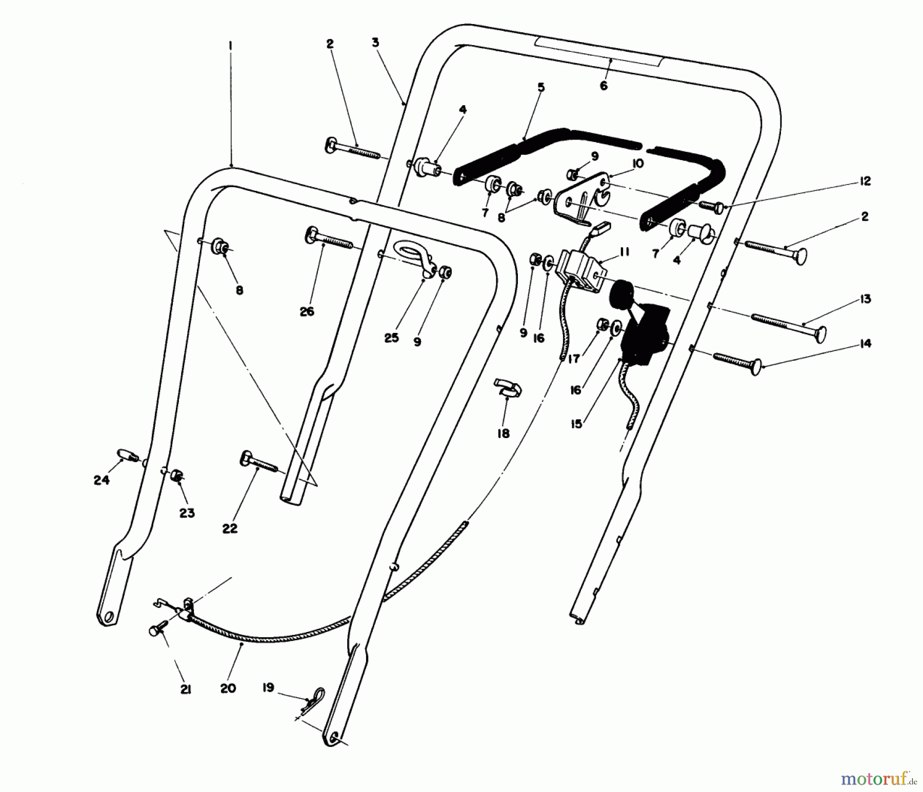  Toro Neu Mowers, Walk-Behind Seite 1 16575C - Toro Lawnmower, 1989 (9000001-9999999) HANDLE ASSEMBLY