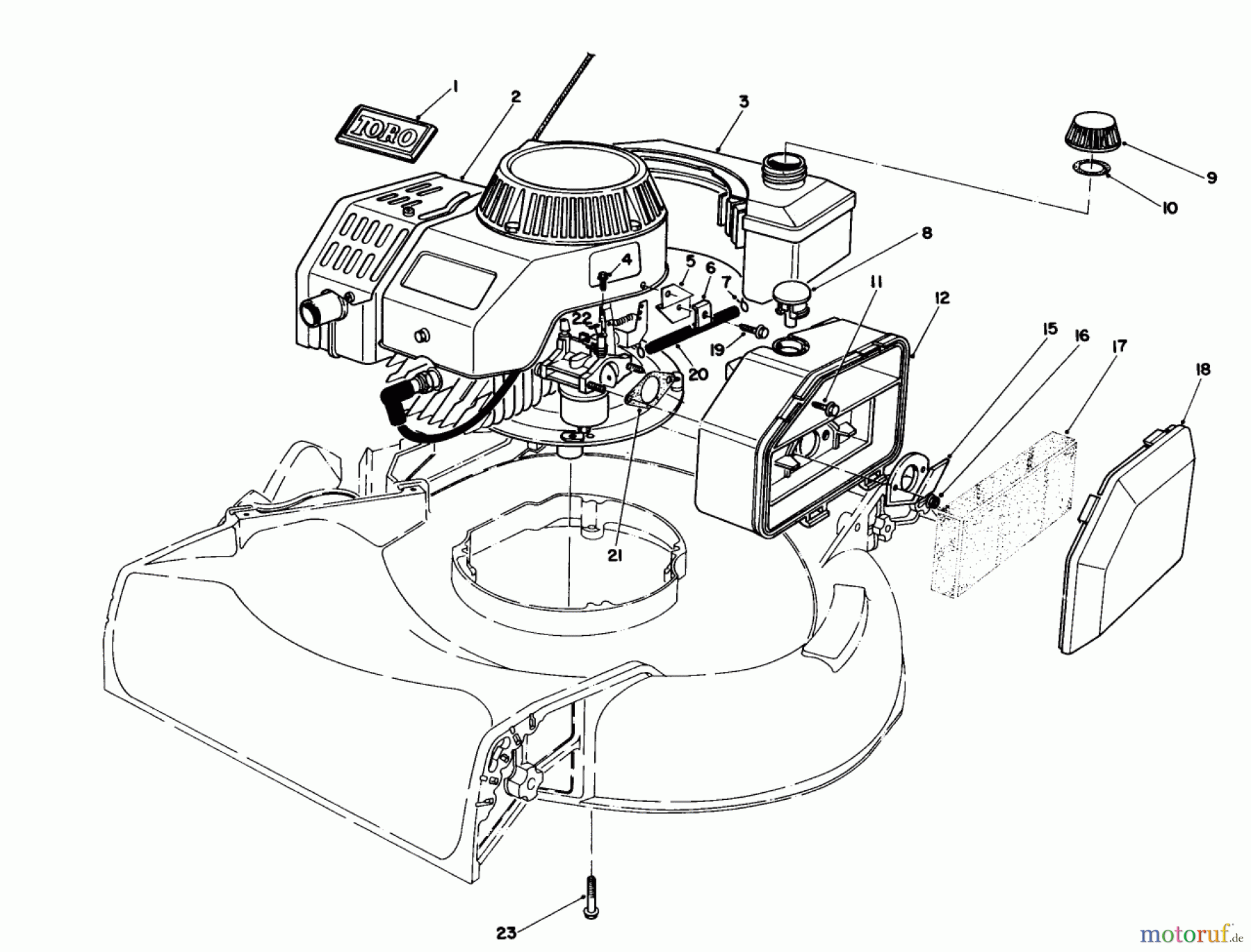  Toro Neu Mowers, Walk-Behind Seite 1 16580 - Toro Lawnmower, 1983 (3000001-3999999) ENGINE ASSEMBLY
